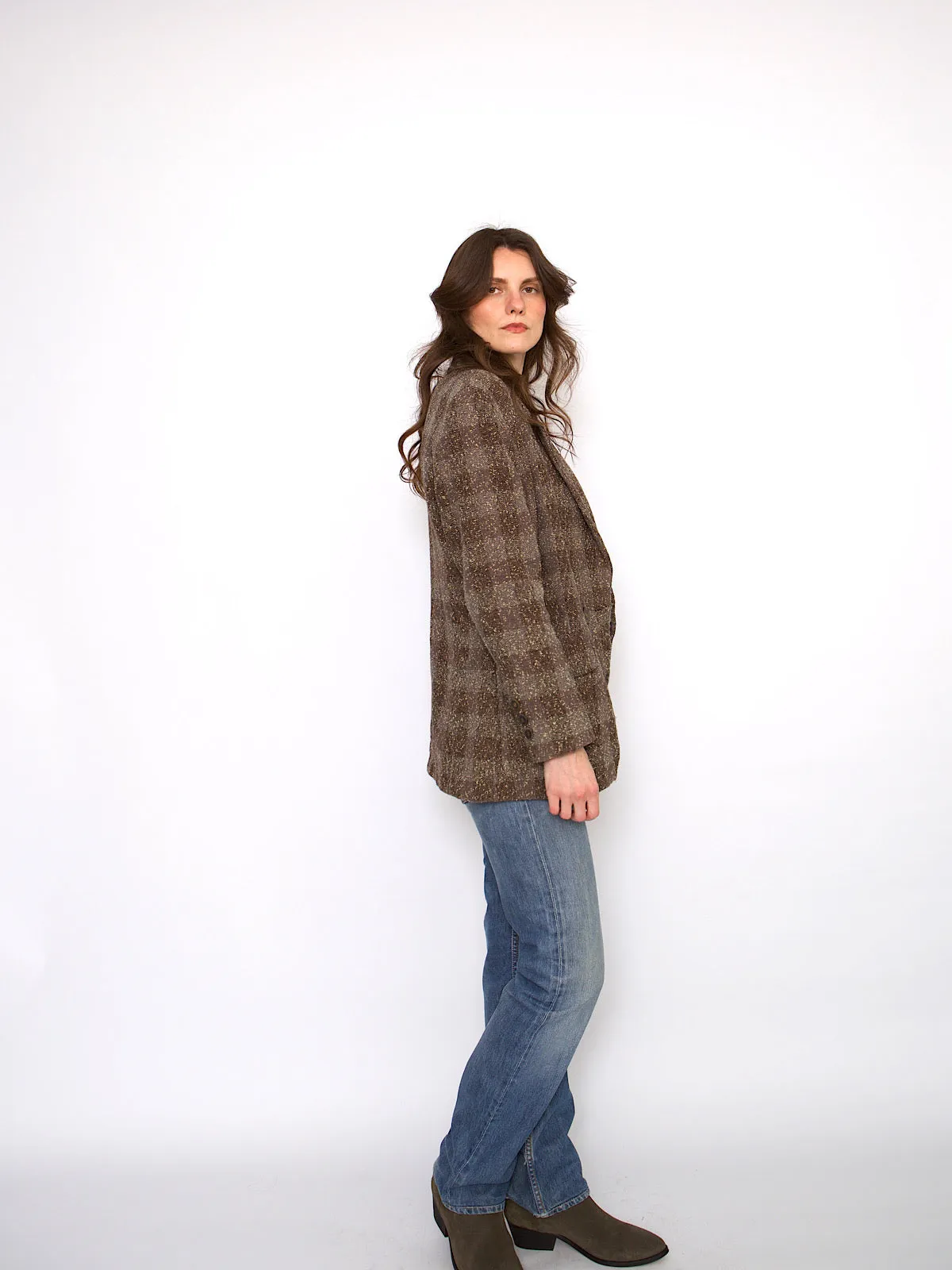 80s vintage Karl Lagerfeld brown checkered blazer