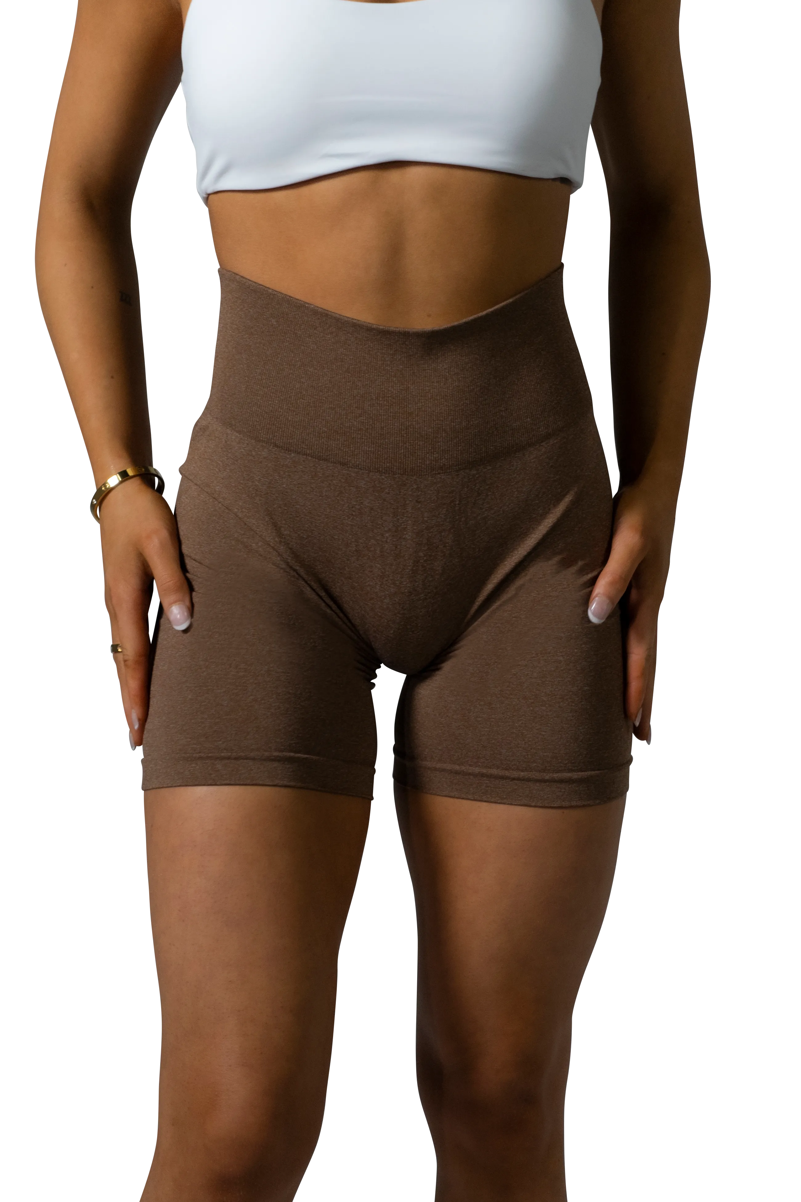 ACTIVE SEAMLESS SHORTS - BROWN