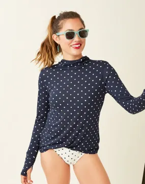 Alani Hooded Sunshirt: Navy Polka Dot - FINAL SALE