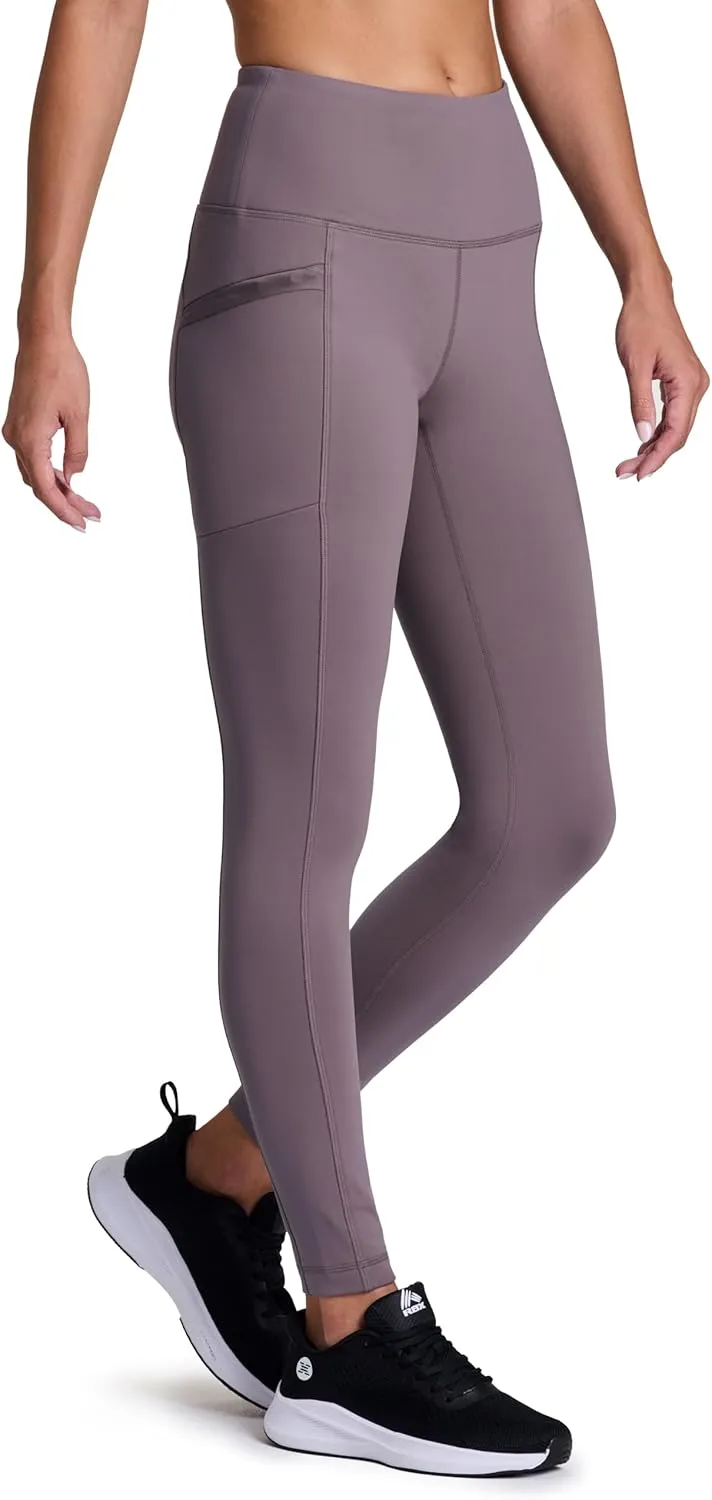 Avalanche Women's Fleece Leggings, High Waist Full Length Fleece Lined Hiking Legging with Zipper Pockets