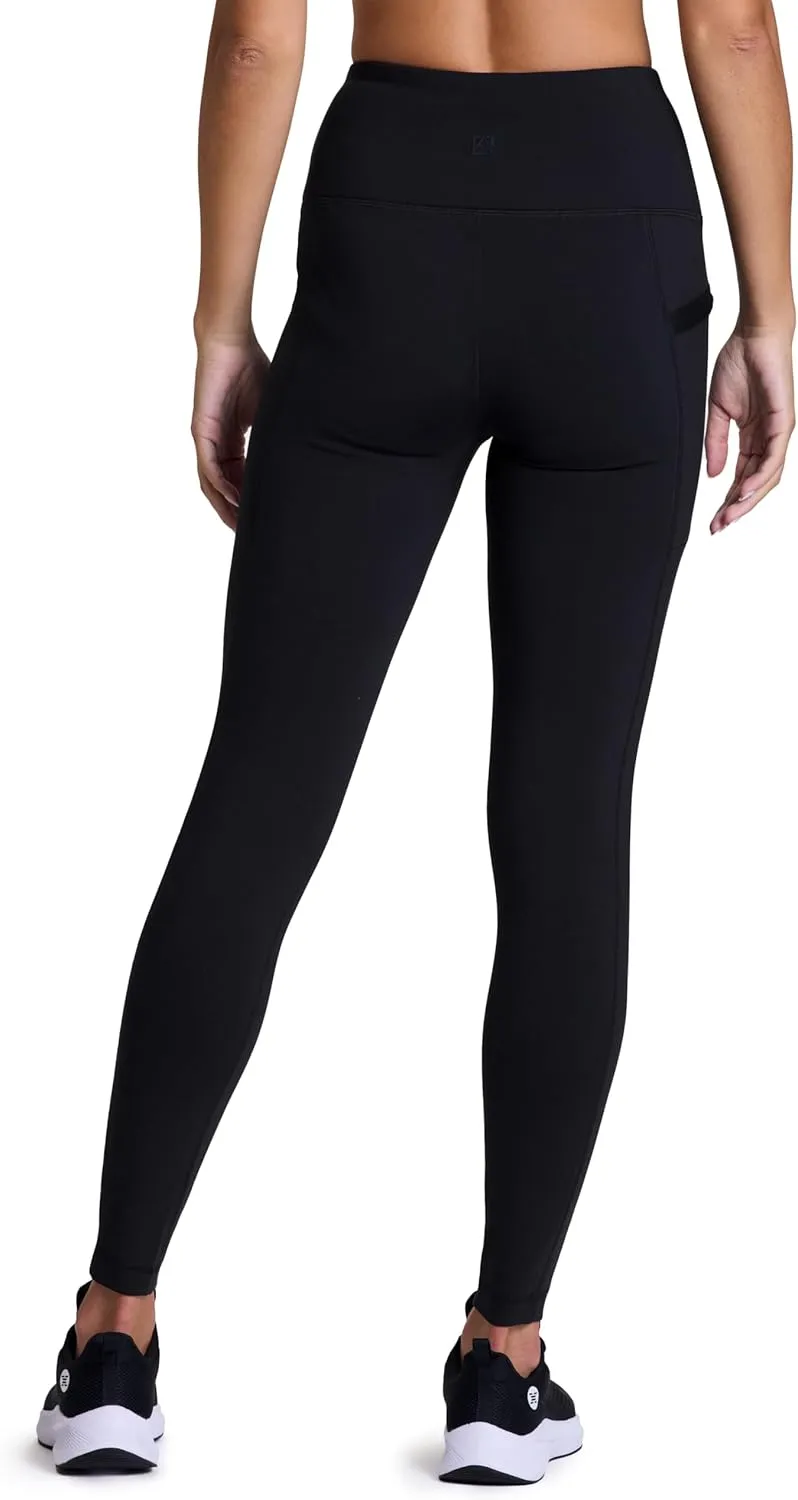 Avalanche Women's Fleece Leggings, High Waist Full Length Fleece Lined Hiking Legging with Zipper Pockets