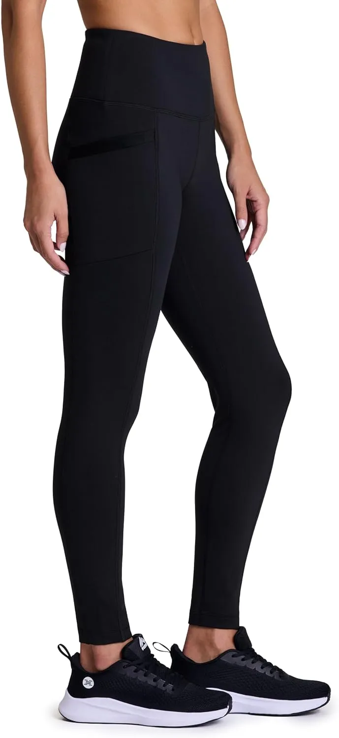 Avalanche Women's Fleece Leggings, High Waist Full Length Fleece Lined Hiking Legging with Zipper Pockets