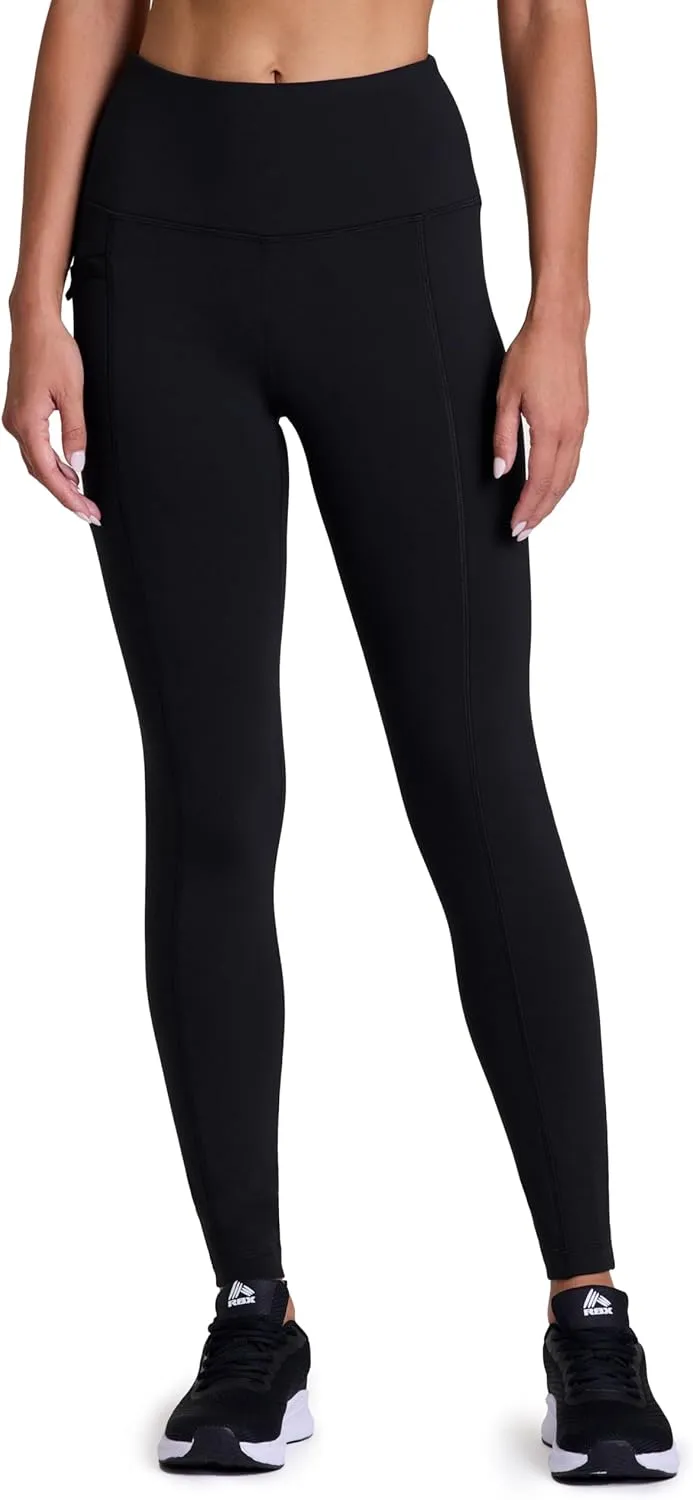 Avalanche Women's Fleece Leggings, High Waist Full Length Fleece Lined Hiking Legging with Zipper Pockets