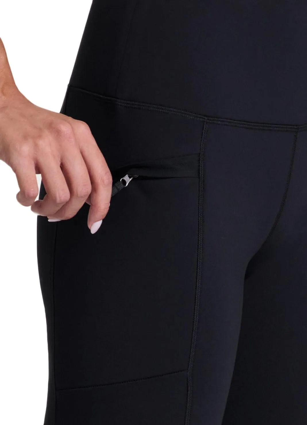 Avalanche Women's Fleece Leggings, High Waist Full Length Fleece Lined Hiking Legging with Zipper Pockets