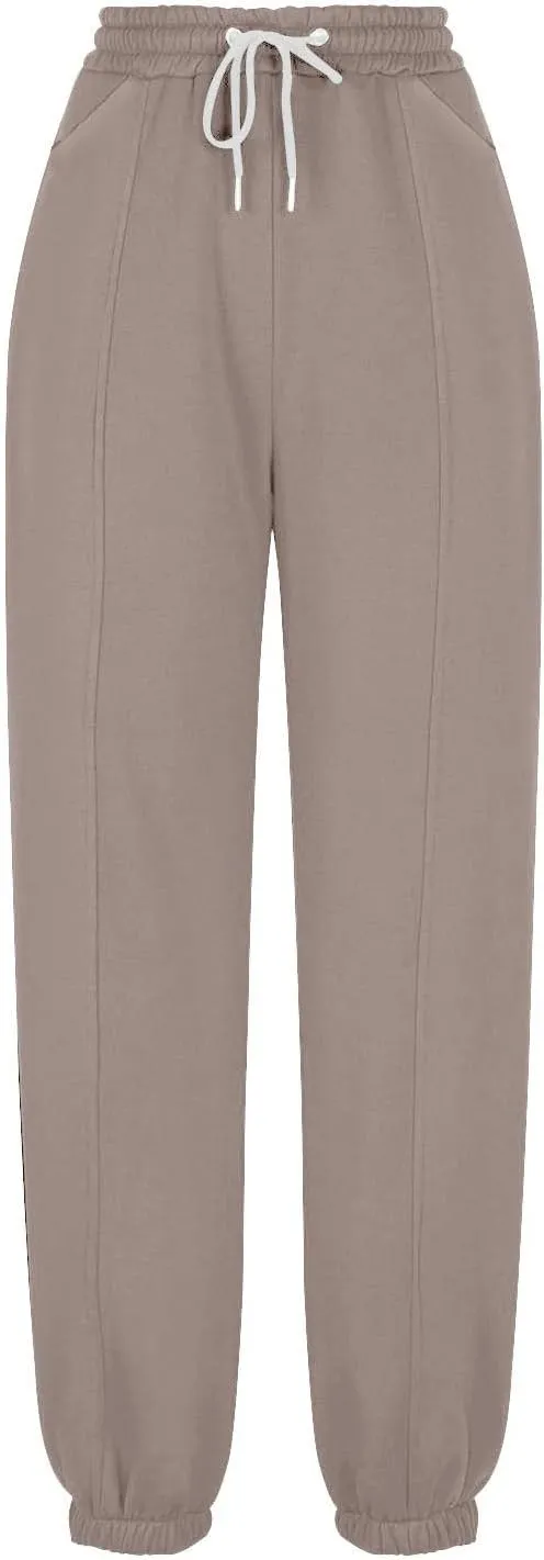 Baggy Sweatpants for Women with Pockets Workout Elastic High Waisted Pants Cozy Drawstring Cinch Bottom Fleece Sweatpant