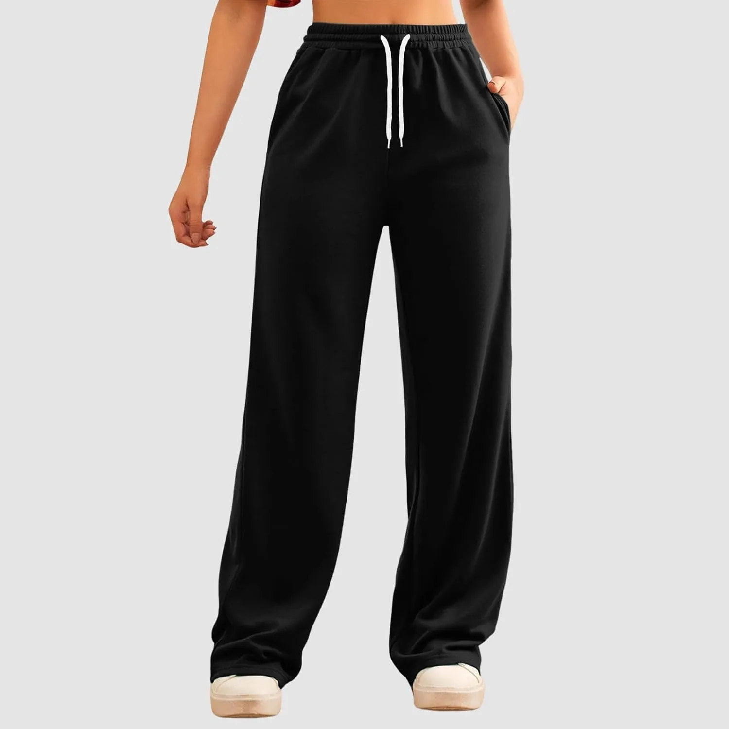 Baggy Tall Wide Legged Sweatpants for Women Fleece Lined 2024 Loose Wide Leg Joggers Casual Yoga Cozy Open Bottom