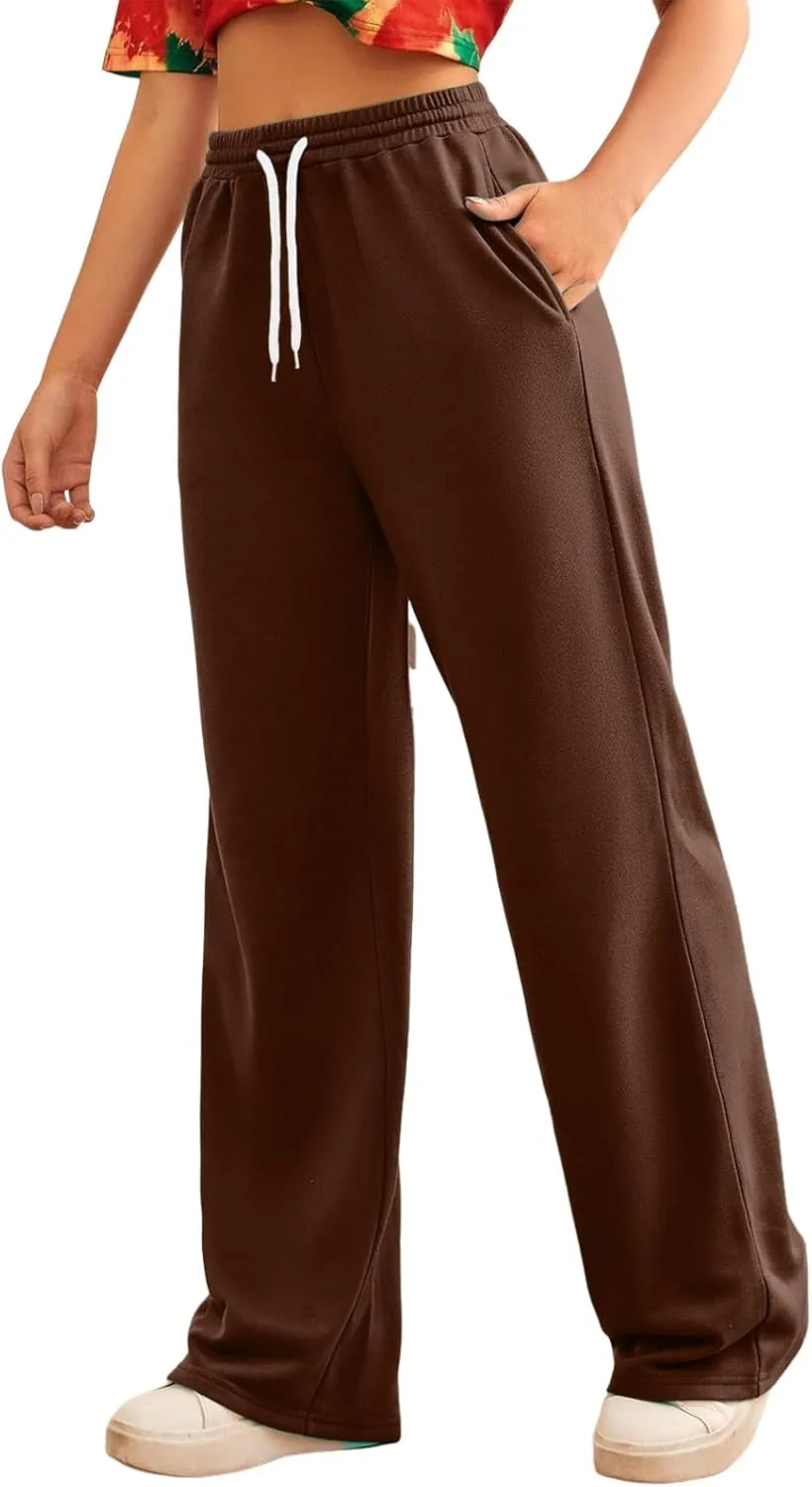 Baggy Tall Wide Legged Sweatpants for Women Fleece Lined 2024 Loose Wide Leg Joggers Casual Yoga Cozy Open Bottom