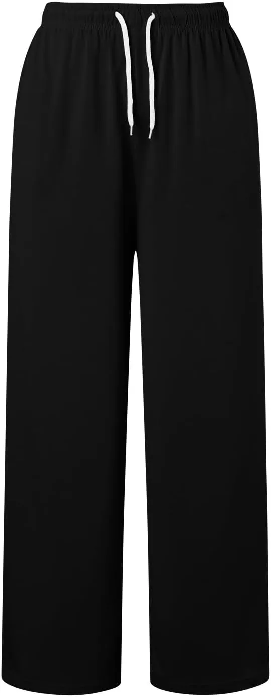 Baggy Tall Wide Legged Sweatpants for Women Fleece Lined 2024 Loose Wide Leg Joggers Casual Yoga Cozy Open Bottom