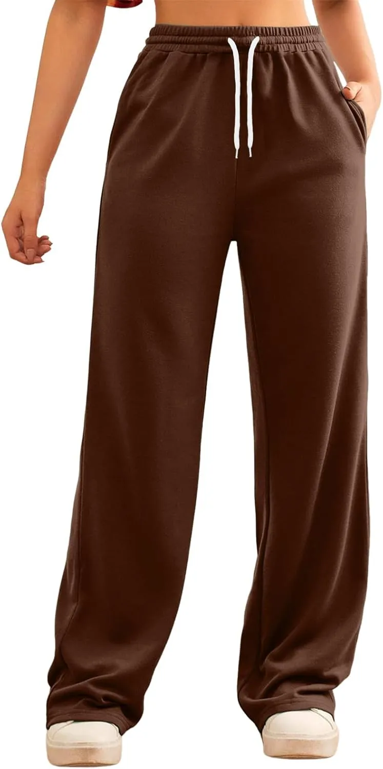 Baggy Tall Wide Legged Sweatpants for Women Fleece Lined 2024 Loose Wide Leg Joggers Casual Yoga Cozy Open Bottom