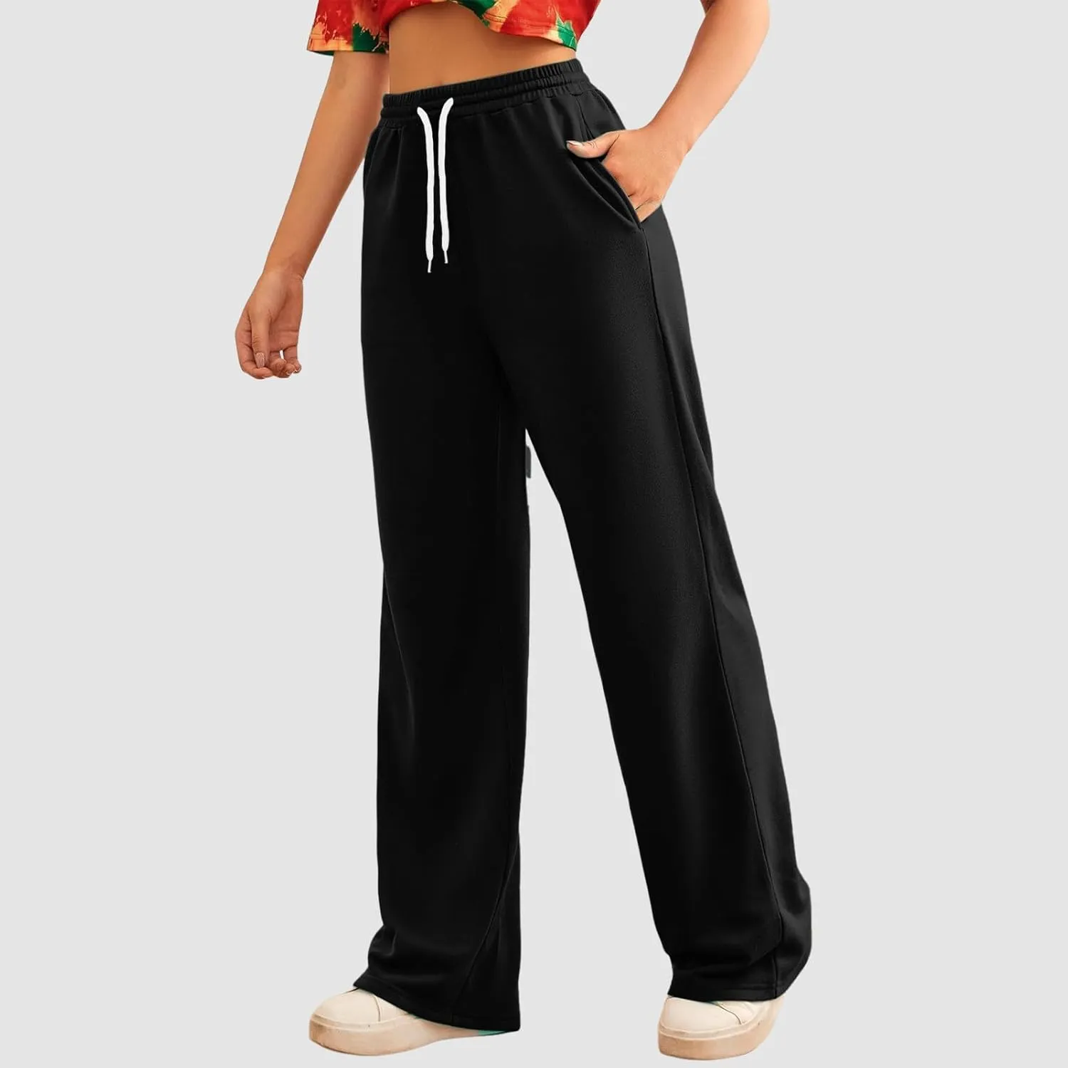 Baggy Tall Wide Legged Sweatpants for Women Fleece Lined 2024 Loose Wide Leg Joggers Casual Yoga Cozy Open Bottom