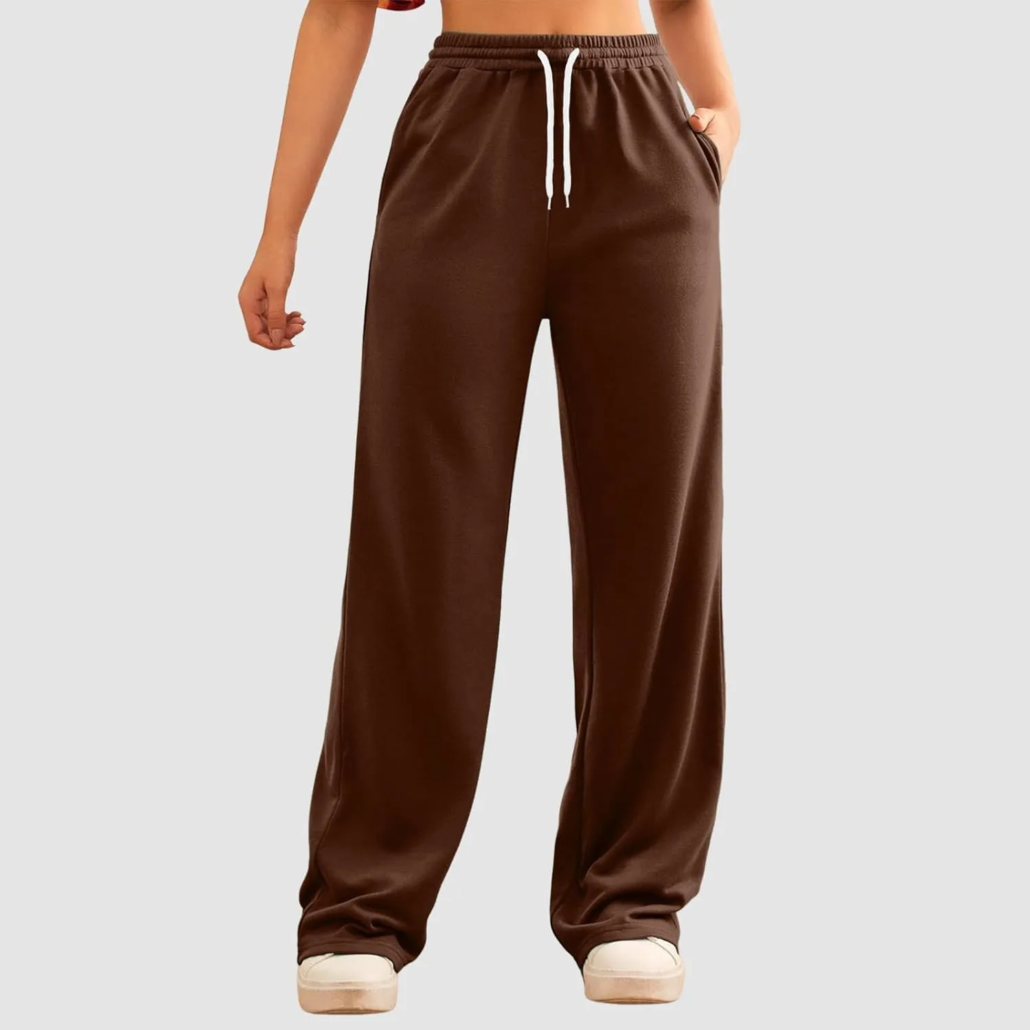 Baggy Tall Wide Legged Sweatpants for Women Fleece Lined 2024 Loose Wide Leg Joggers Casual Yoga Cozy Open Bottom