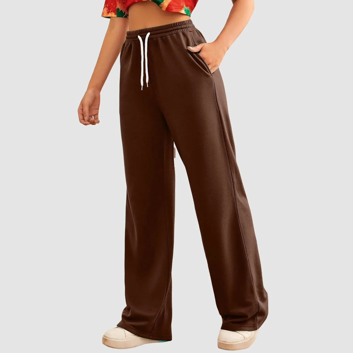 Baggy Tall Wide Legged Sweatpants for Women Fleece Lined 2024 Loose Wide Leg Joggers Casual Yoga Cozy Open Bottom