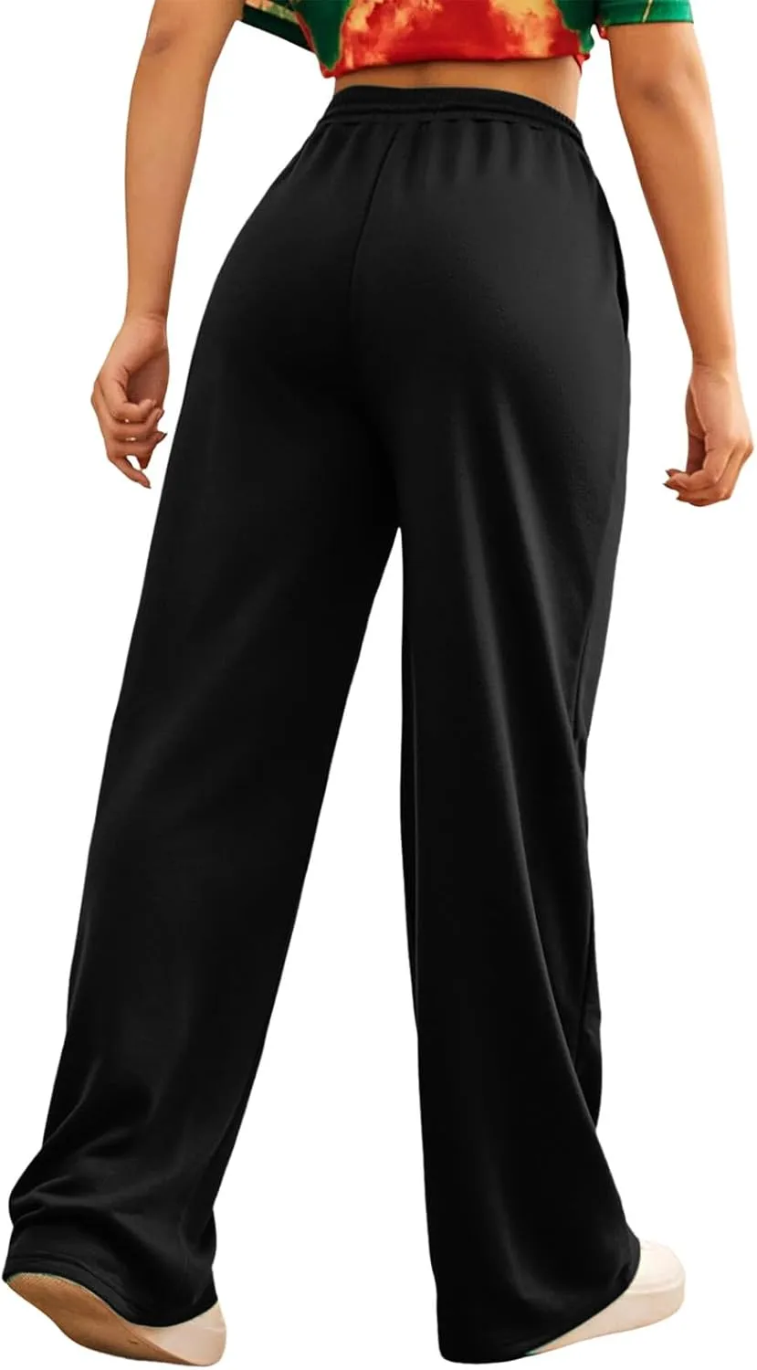 Baggy Tall Wide Legged Sweatpants for Women Fleece Lined 2024 Loose Wide Leg Joggers Casual Yoga Cozy Open Bottom