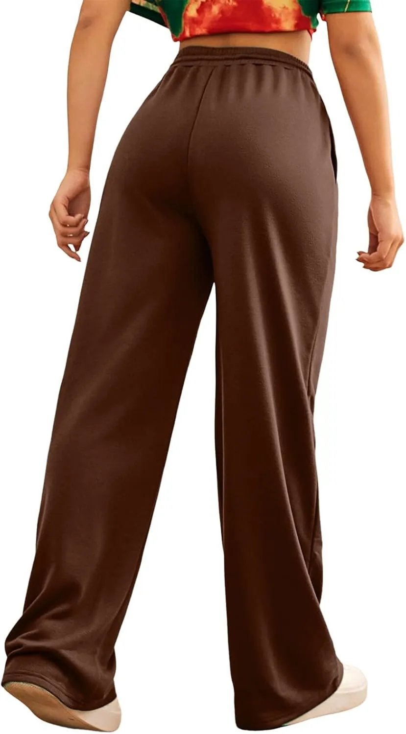 Baggy Tall Wide Legged Sweatpants for Women Fleece Lined 2024 Loose Wide Leg Joggers Casual Yoga Cozy Open Bottom