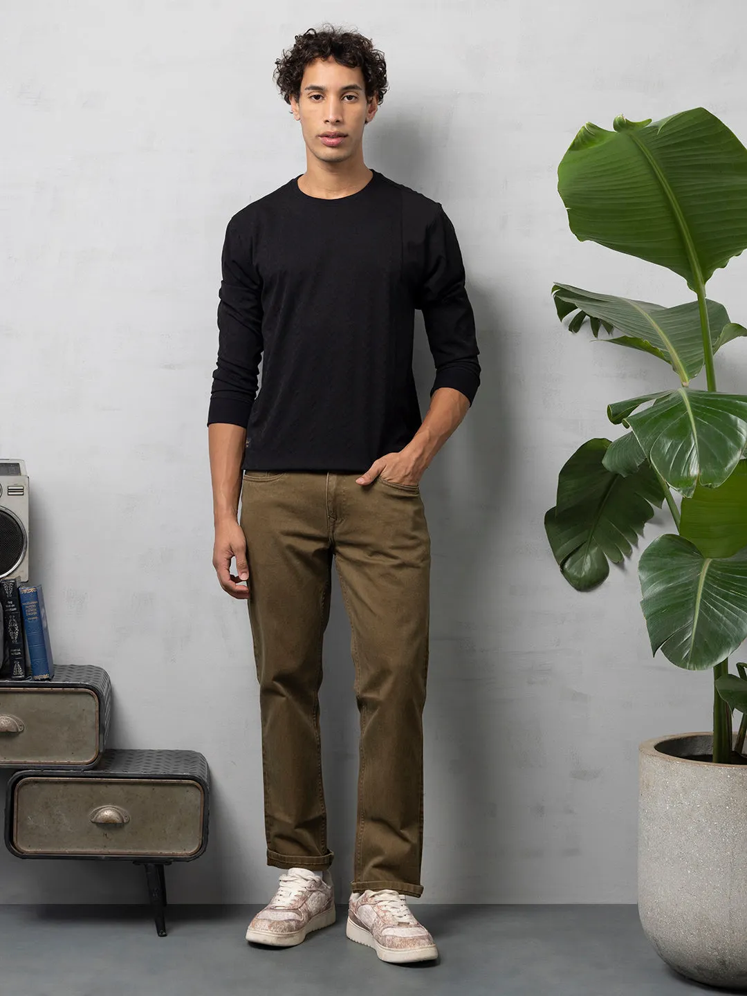 Black structured jacquard sweatshirt