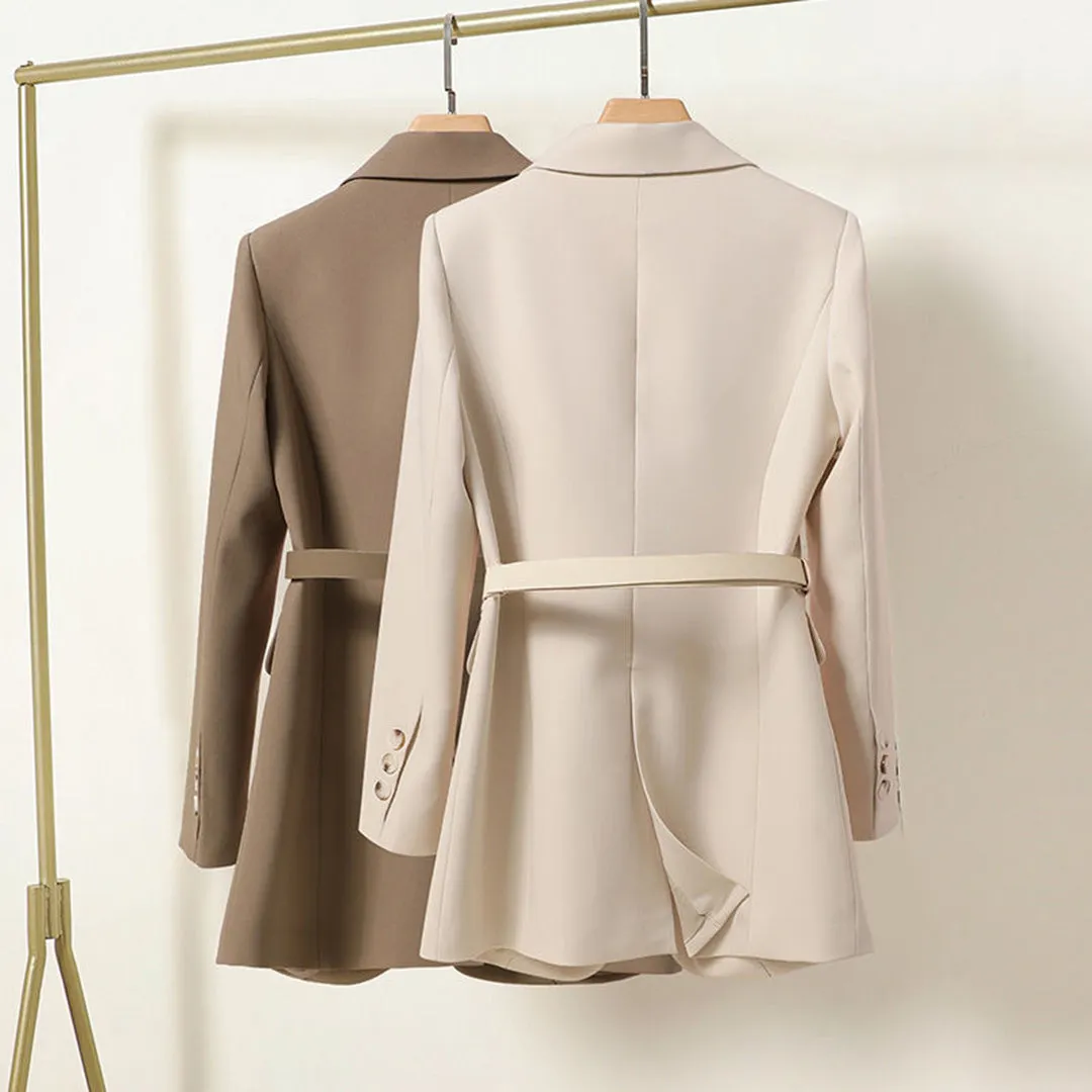 Blazer long stylé avec ceinture pour femmes - LISA Collection