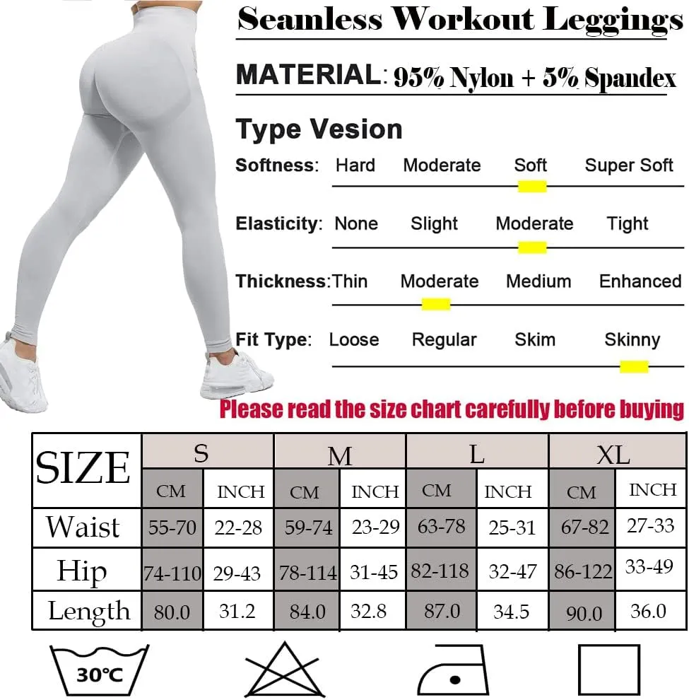 Butt Lifting Leggings for Women High Waist Scrunch Butt Yoga Pants Seamless Smile Contour Workout Tights