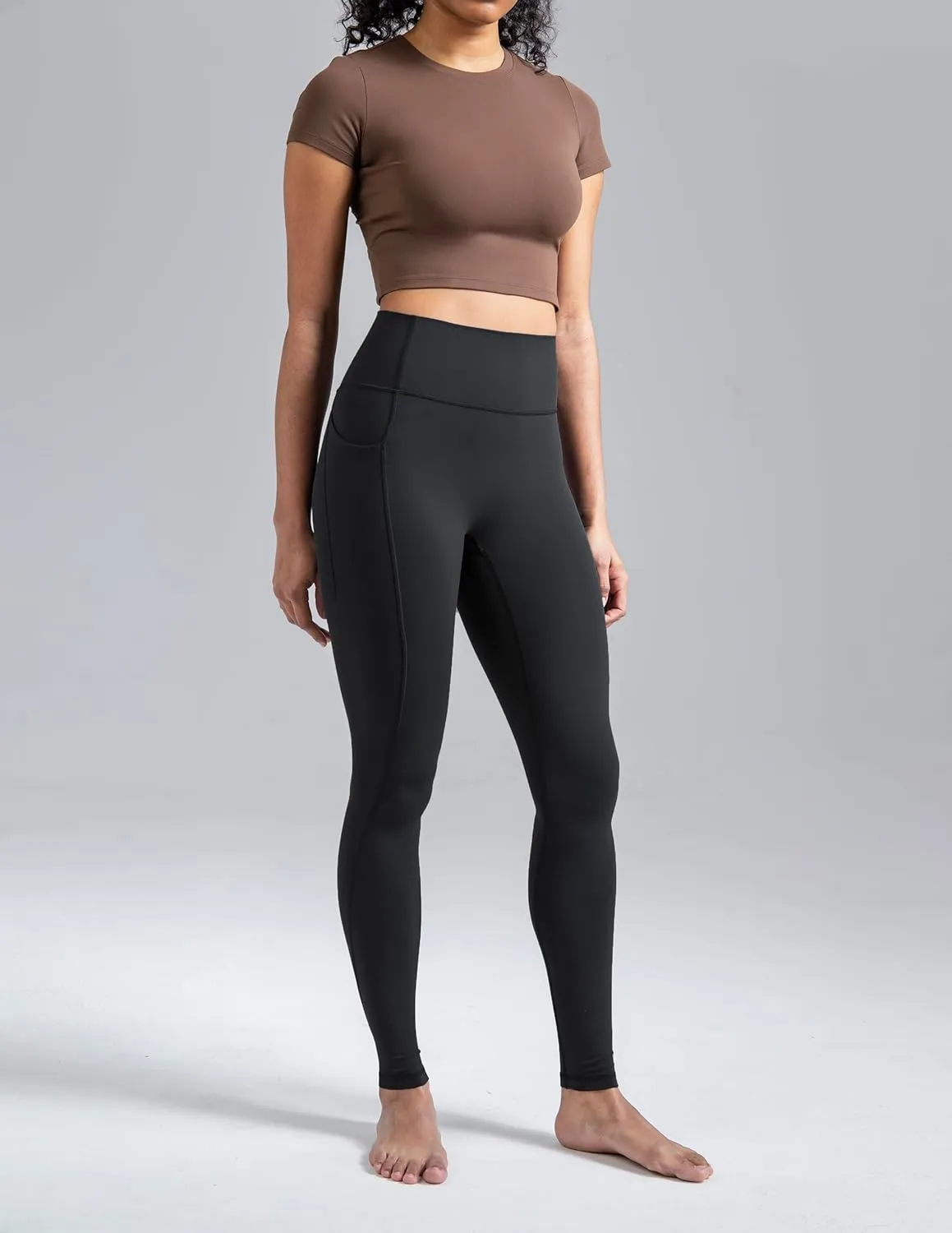 Colorfulkoala Dreamlux No Front Seam Leggings with Pockets for Women, High-Waisted Soft Yoga Pants