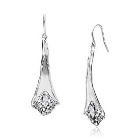 Contemporary Sterling Silver CZ Dangle  Earrings