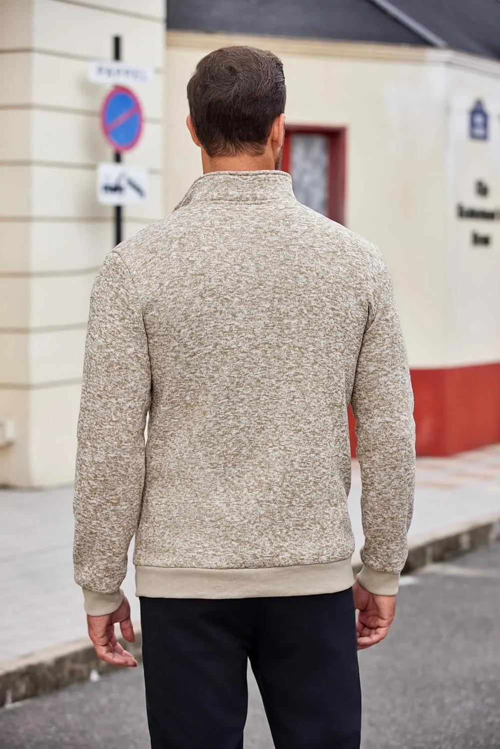 COOFANDY Men's Quarter Zip Pullover Casual Long Sleeve Sweater Slim Fit Sweater Mock Neck Polo Sweater