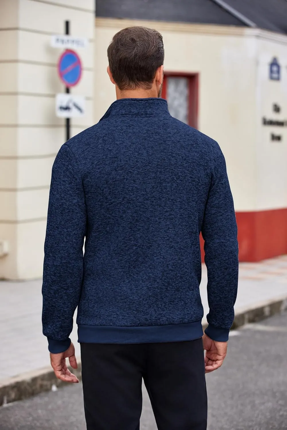 COOFANDY Men's Quarter Zip Pullover Casual Long Sleeve Sweater Slim Fit Sweater Mock Neck Polo Sweater