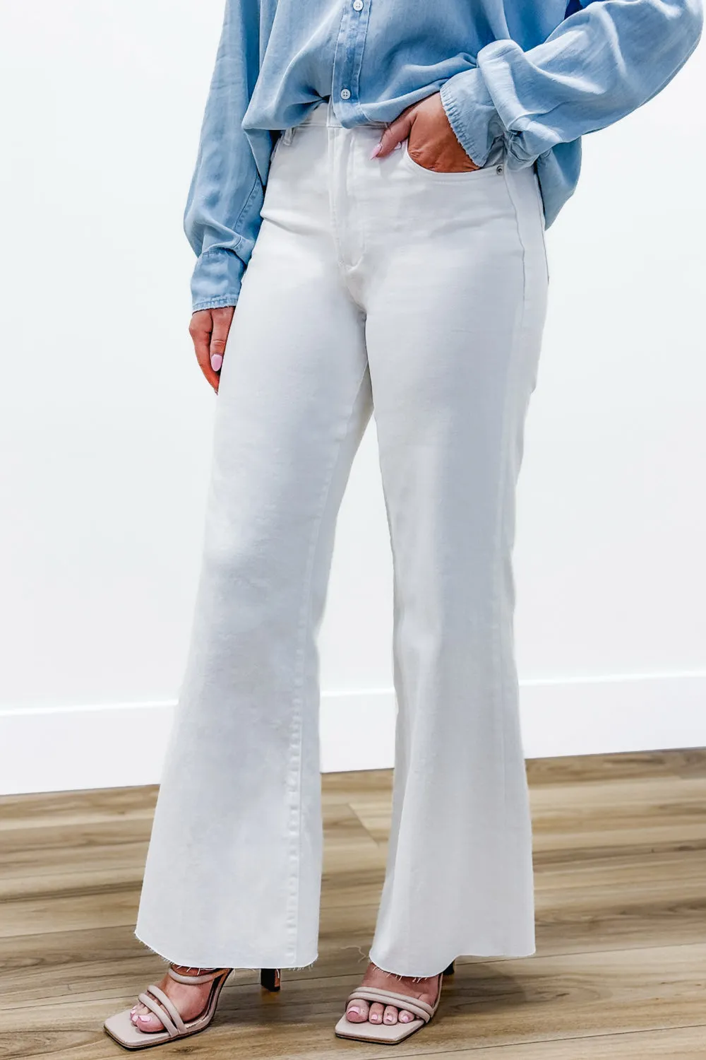Dear John: Fiona High Rise Wide Leg Jeans - Optic White