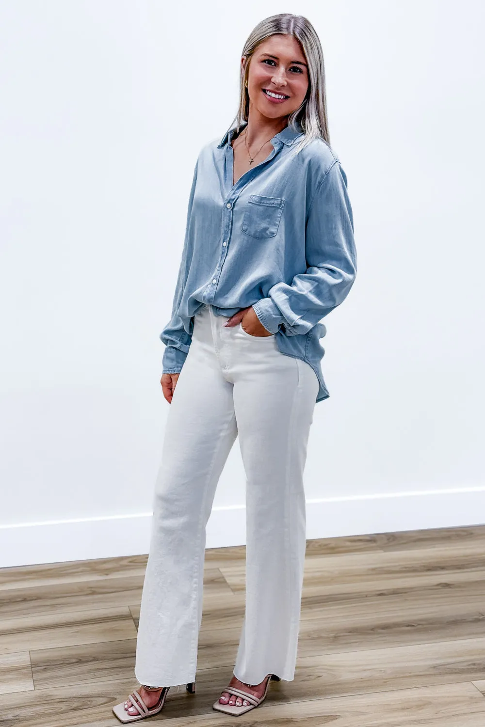 Dear John: Fiona High Rise Wide Leg Jeans - Optic White
