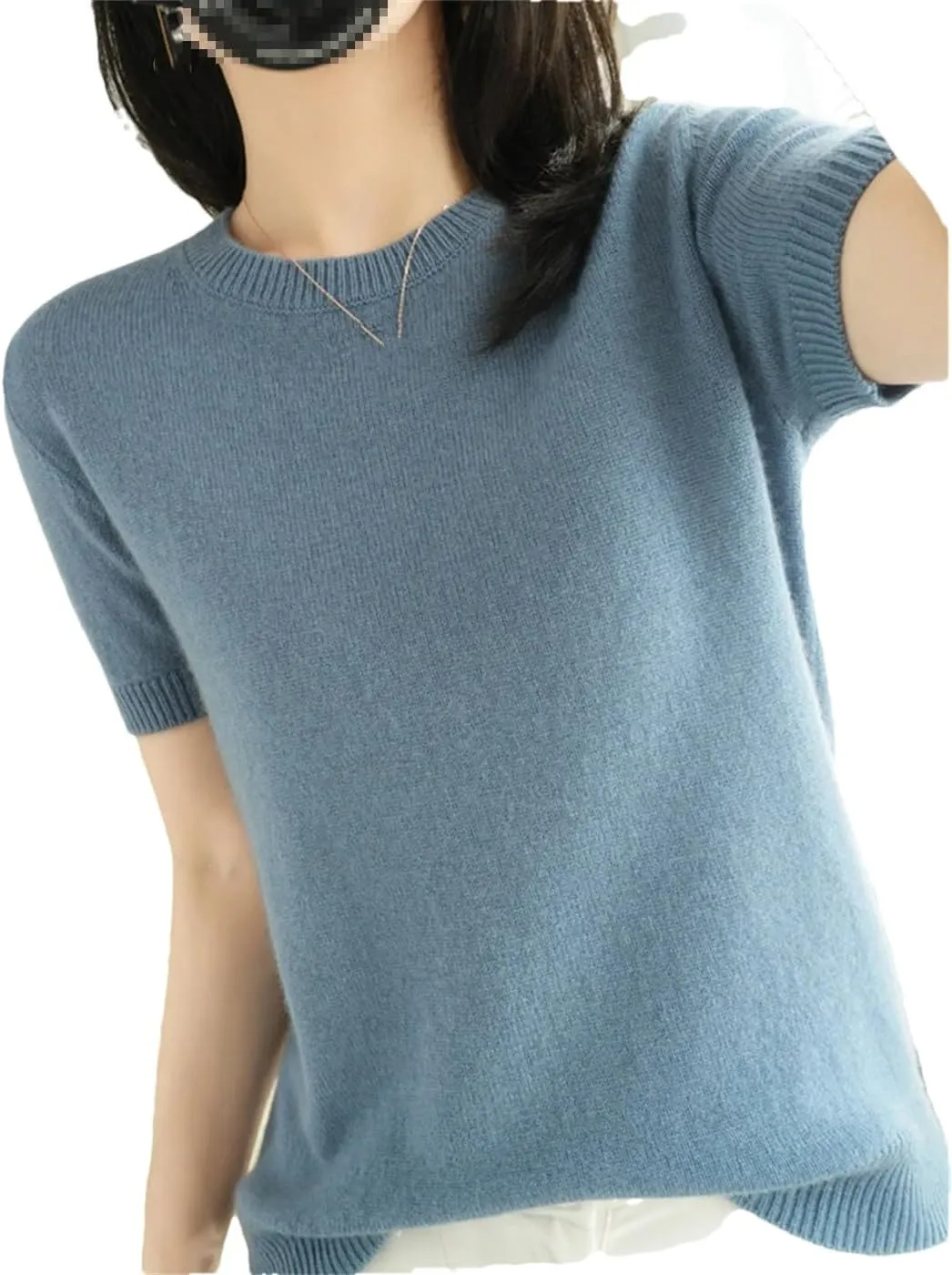 Dvbfufv Summer Women's Cashmere Sweater O-Neck Short Sleeve Knitted Sweater Women's Solid Casual Sweater