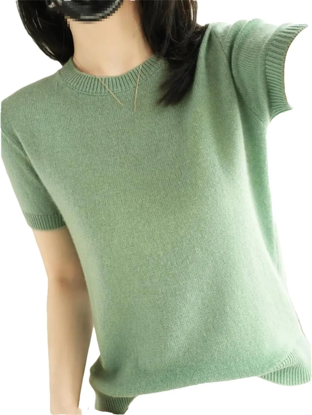 Dvbfufv Summer Women's Cashmere Sweater O-Neck Short Sleeve Knitted Sweater Women's Solid Casual Sweater