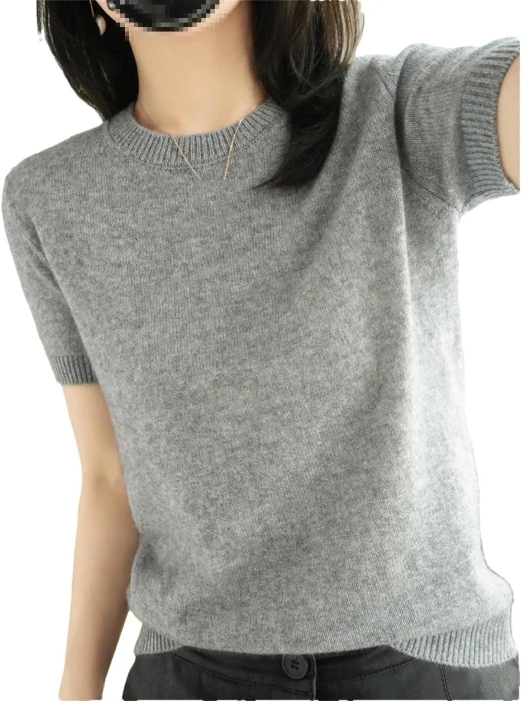 Dvbfufv Summer Women's Cashmere Sweater O-Neck Short Sleeve Knitted Sweater Women's Solid Casual Sweater