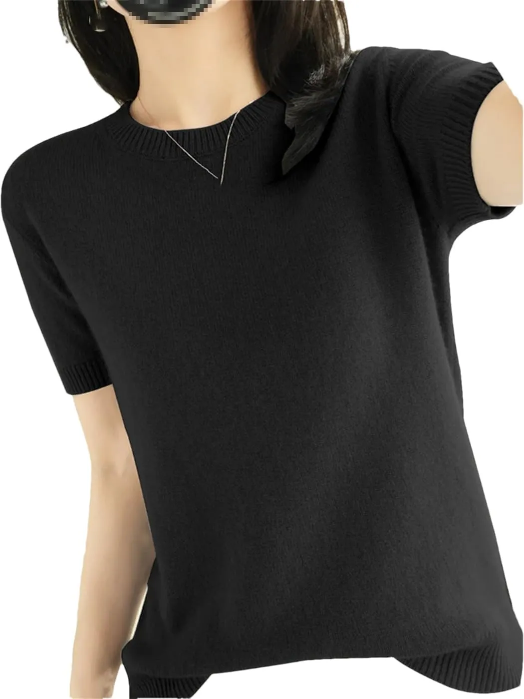 Dvbfufv Summer Women's Cashmere Sweater O-Neck Short Sleeve Knitted Sweater Women's Solid Casual Sweater