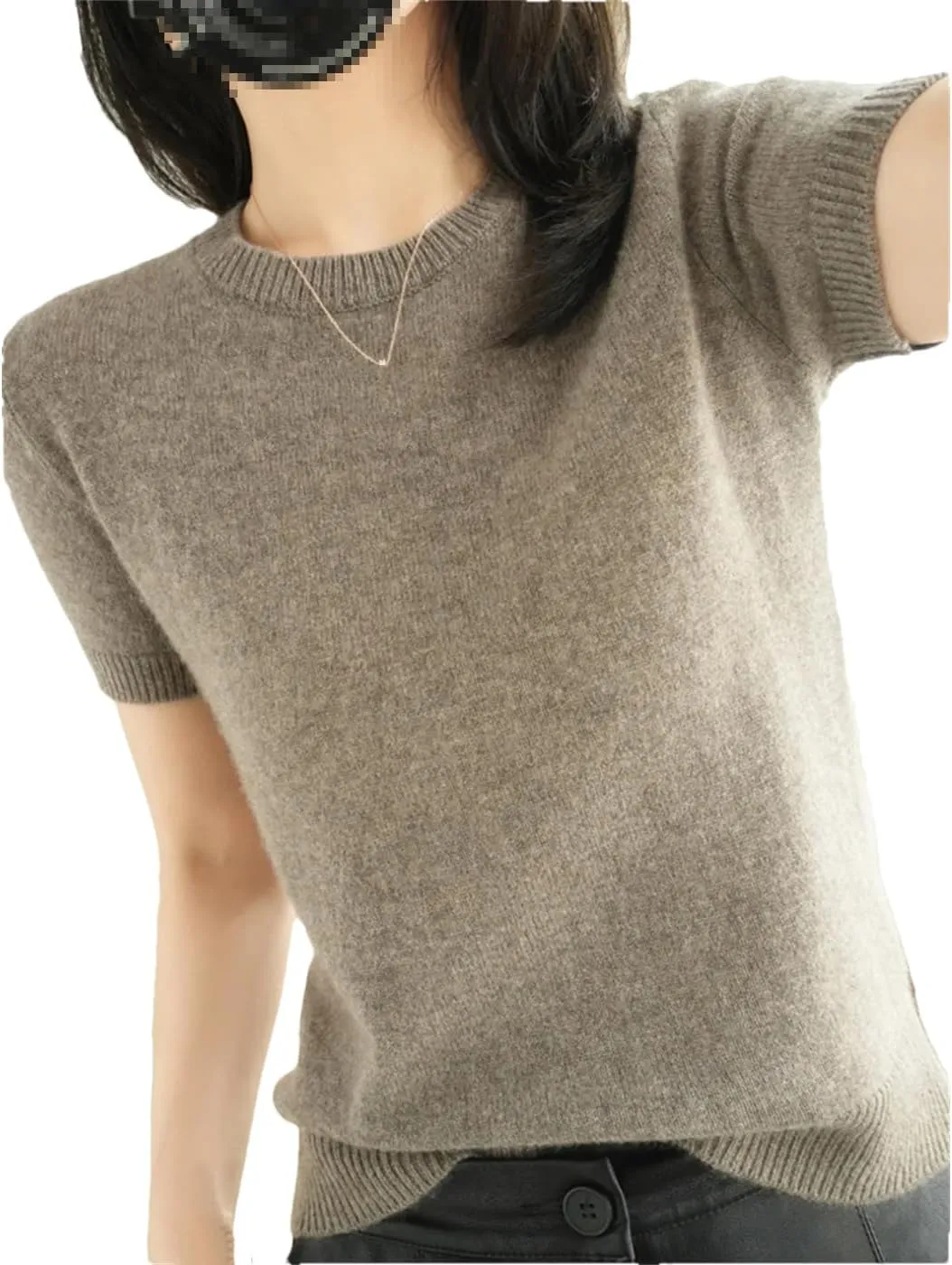 Dvbfufv Summer Women's Cashmere Sweater O-Neck Short Sleeve Knitted Sweater Women's Solid Casual Sweater