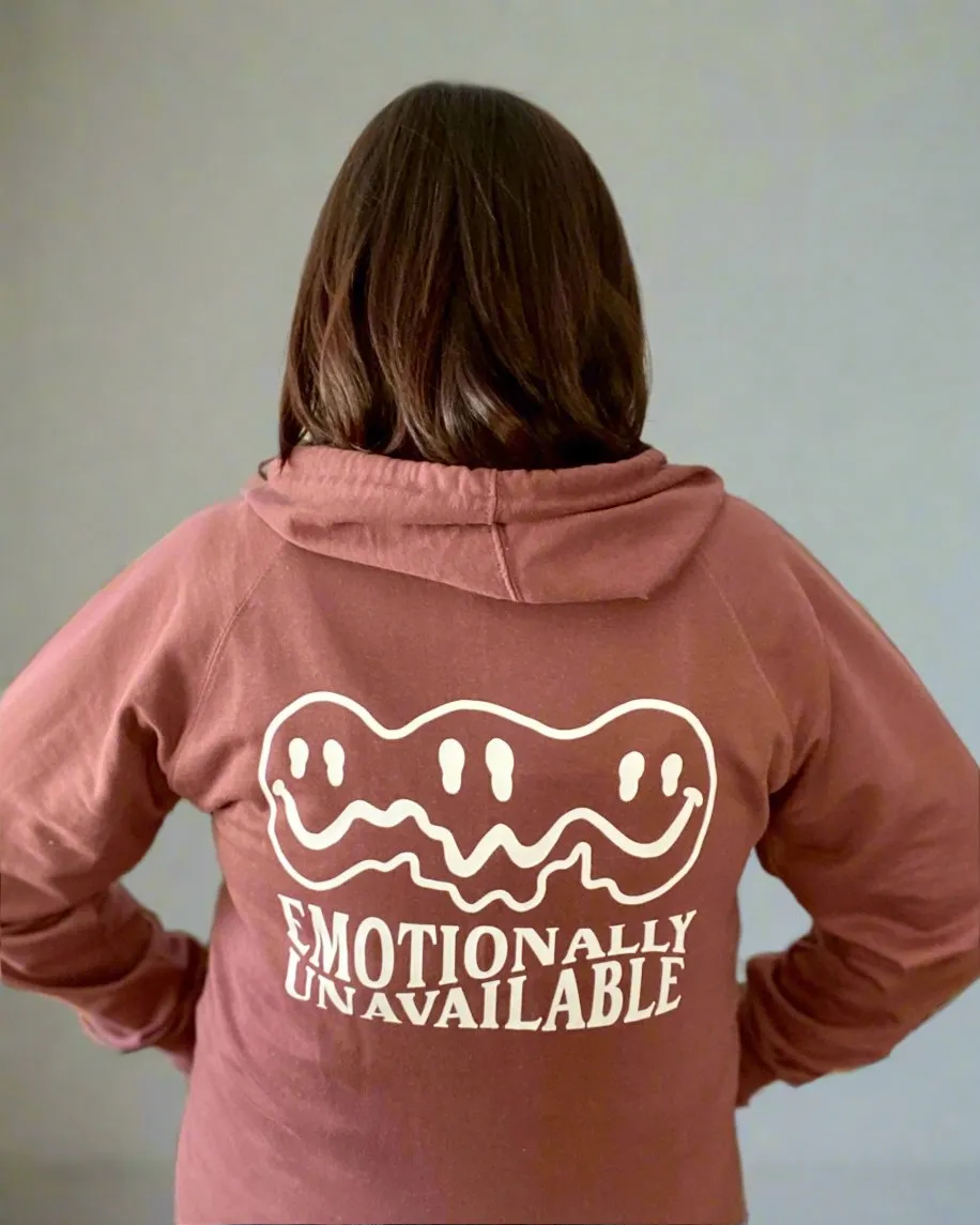 emotionally unavailable | zip up sweatshirt