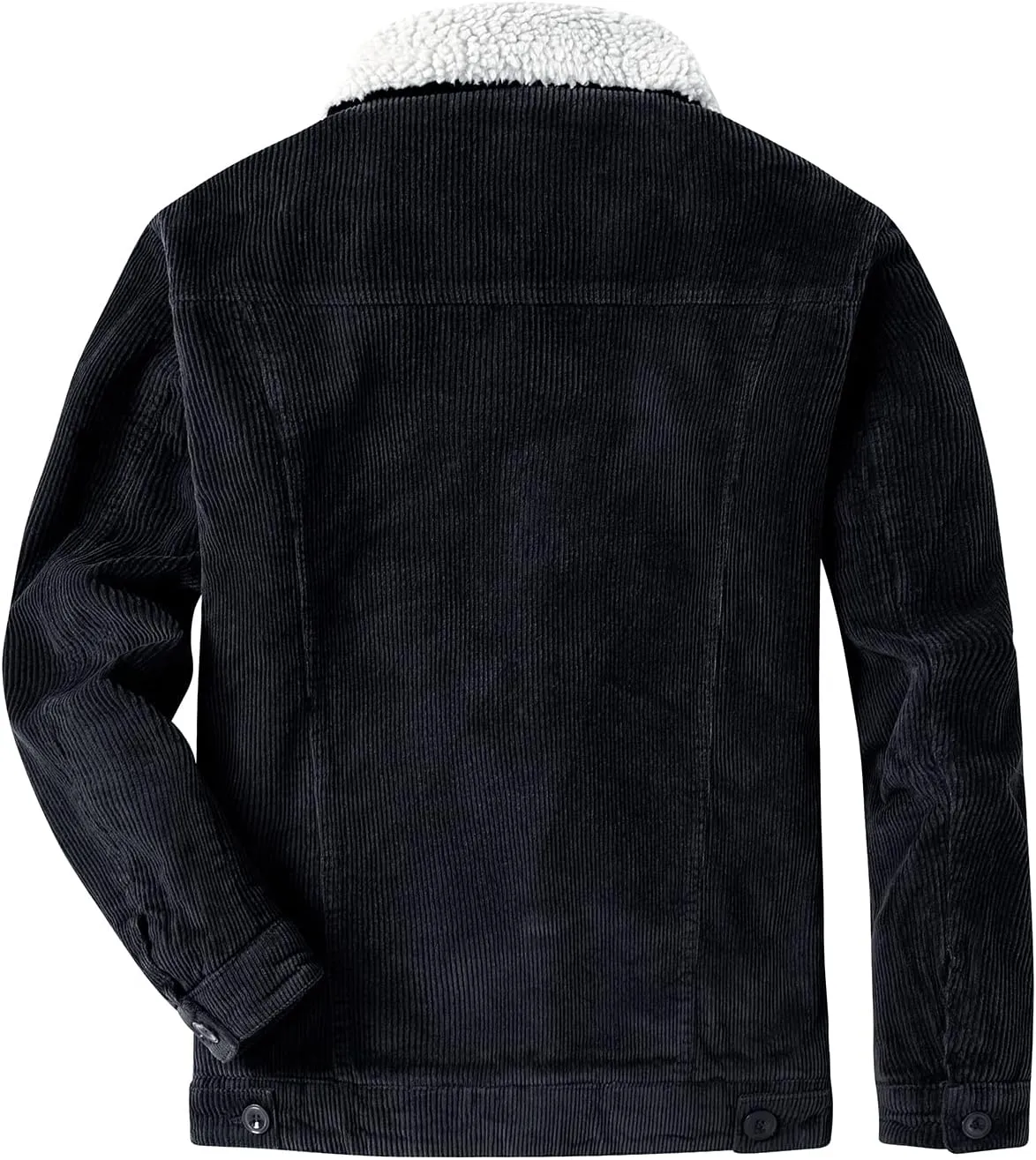 EXEKE Men's Corduroy Jacket Sherpa Lined Trucker Jacket Thickened Thermal Winter Jacket