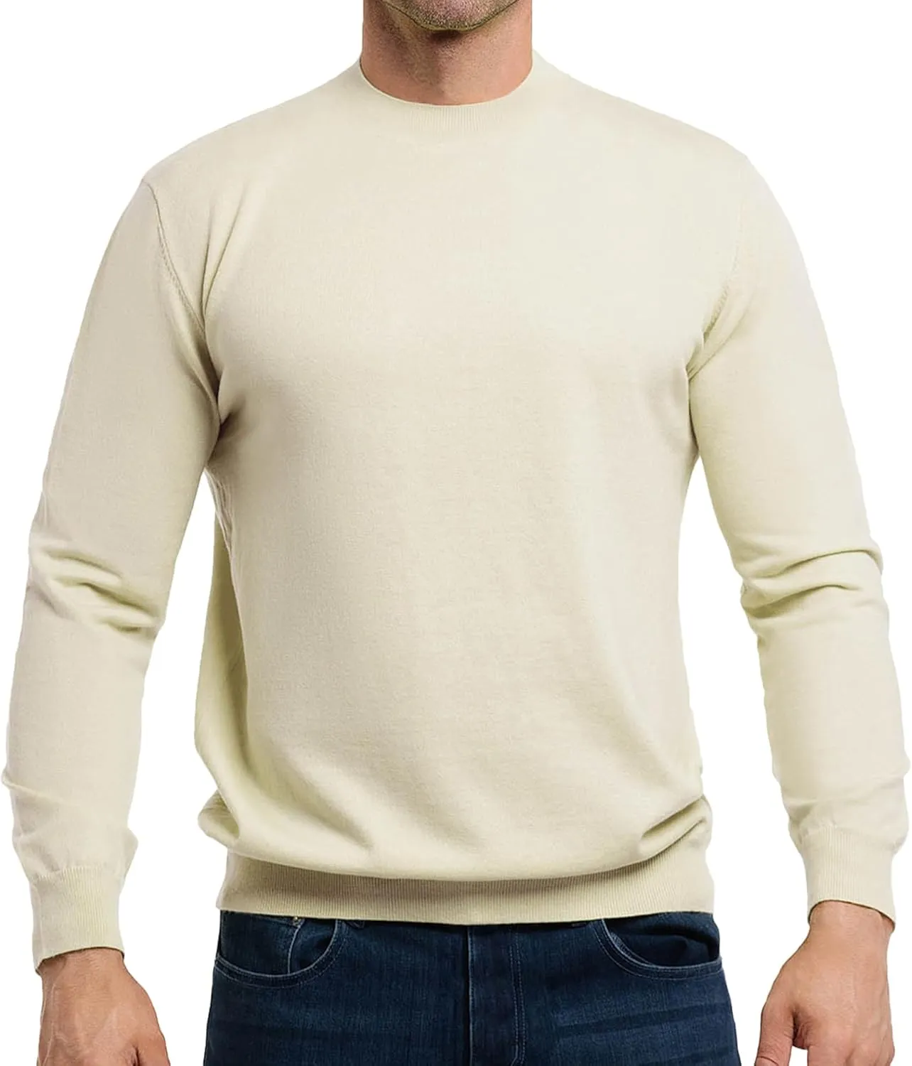Fioboc Men's Crewneck Sweater Casual Pullover Sweater Slim Fit Lightweight Long Sleeve Knit Sweater S-4XL