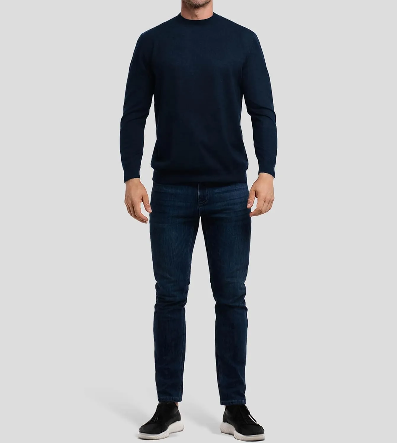 Fioboc Men's Crewneck Sweater Casual Pullover Sweater Slim Fit Lightweight Long Sleeve Knit Sweater S-4XL