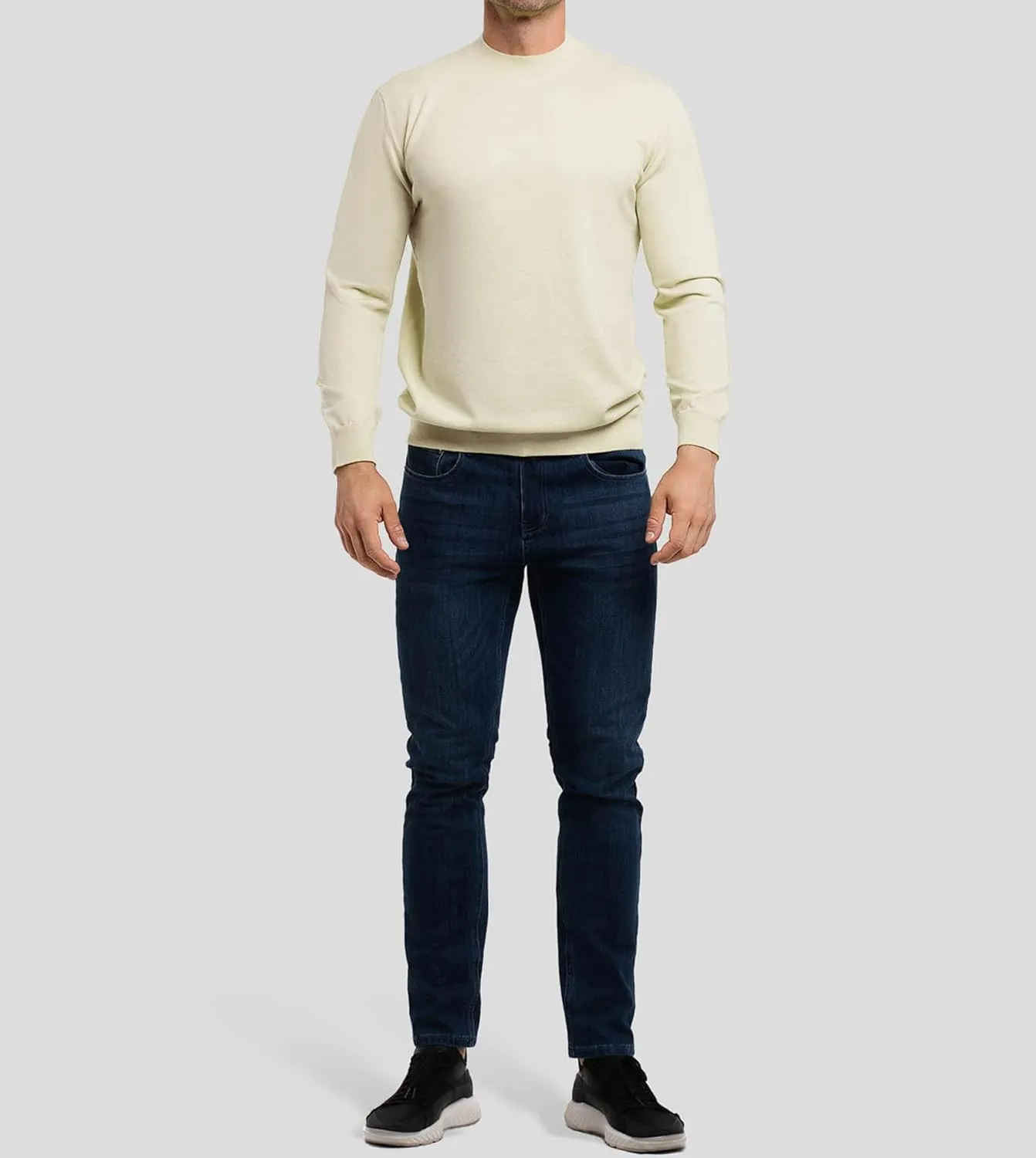 Fioboc Men's Crewneck Sweater Casual Pullover Sweater Slim Fit Lightweight Long Sleeve Knit Sweater S-4XL