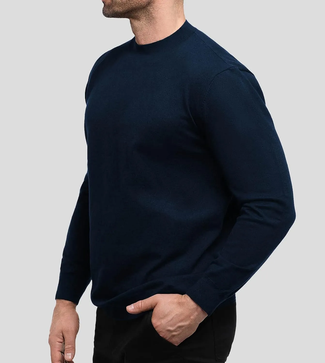 Fioboc Men's Crewneck Sweater Casual Pullover Sweater Slim Fit Lightweight Long Sleeve Knit Sweater S-4XL