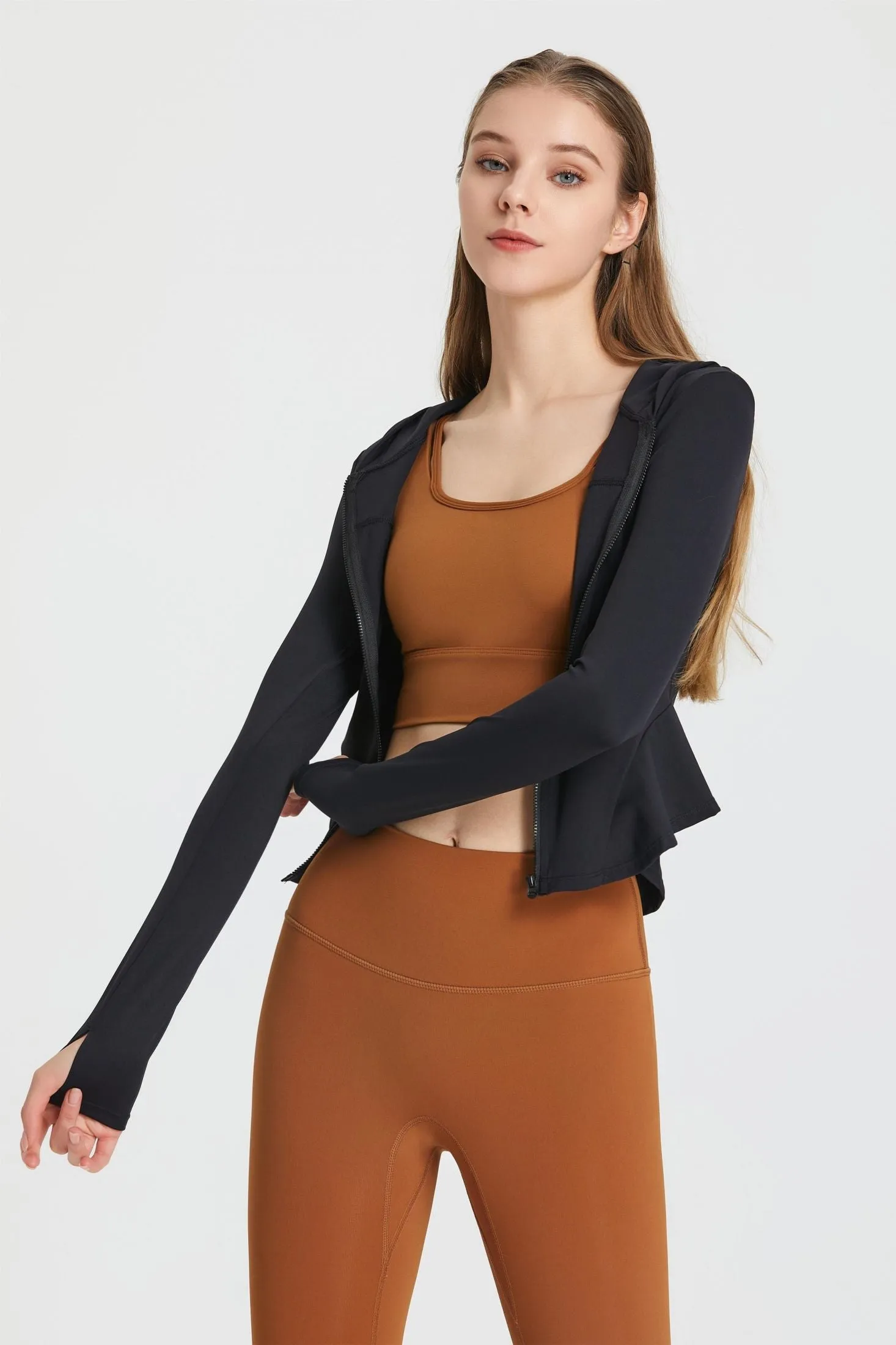 Fitted Zip-Up Long Sleeve Hoodie