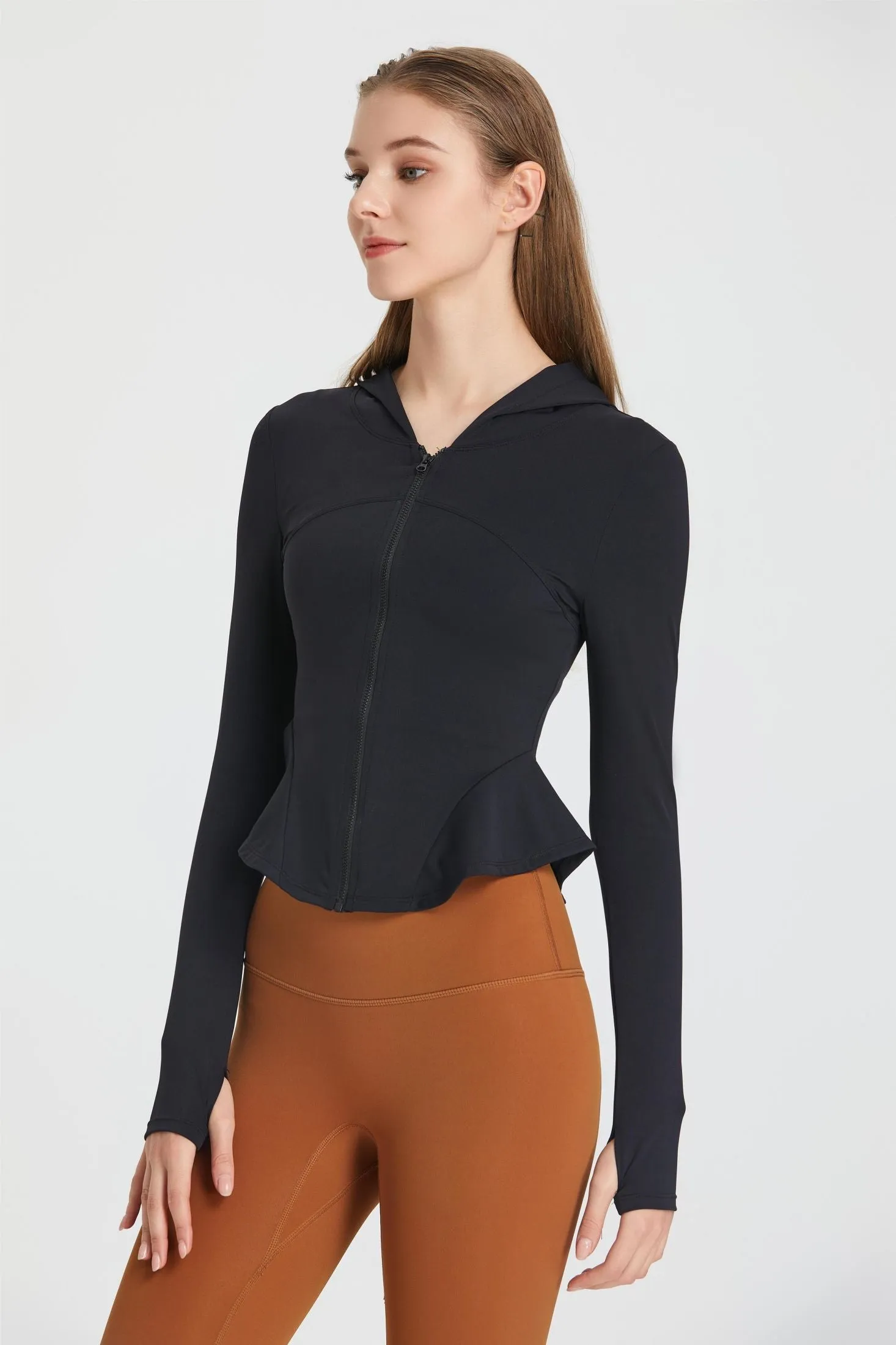 Fitted Zip-Up Long Sleeve Hoodie