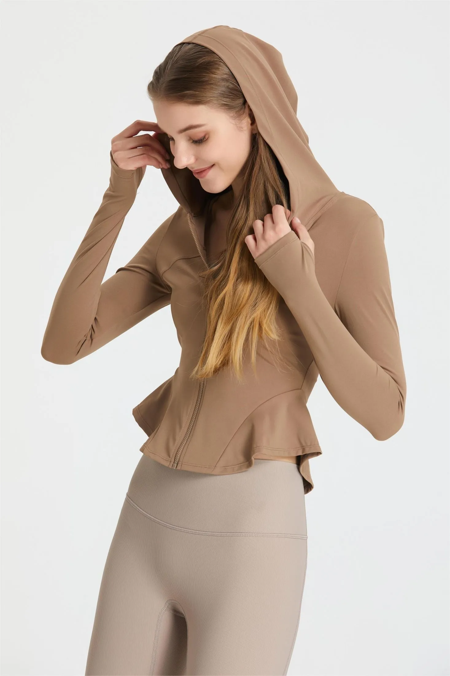 Fitted Zip-Up Long Sleeve Hoodie
