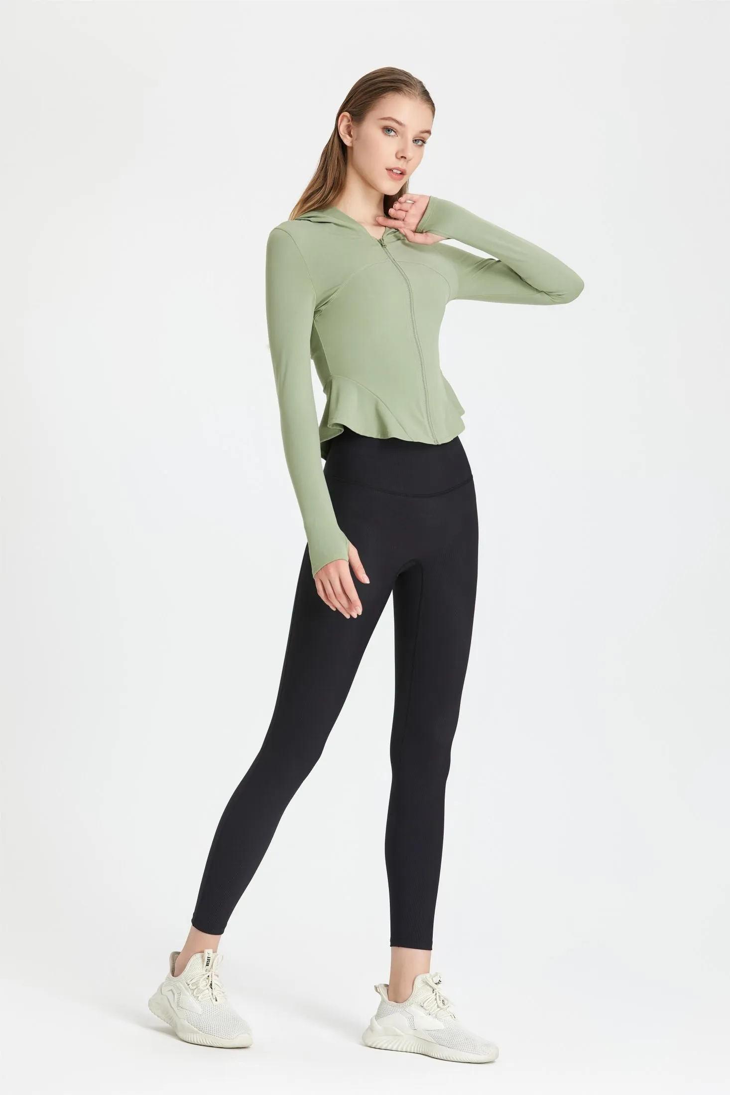 Fitted Zip-Up Long Sleeve Hoodie
