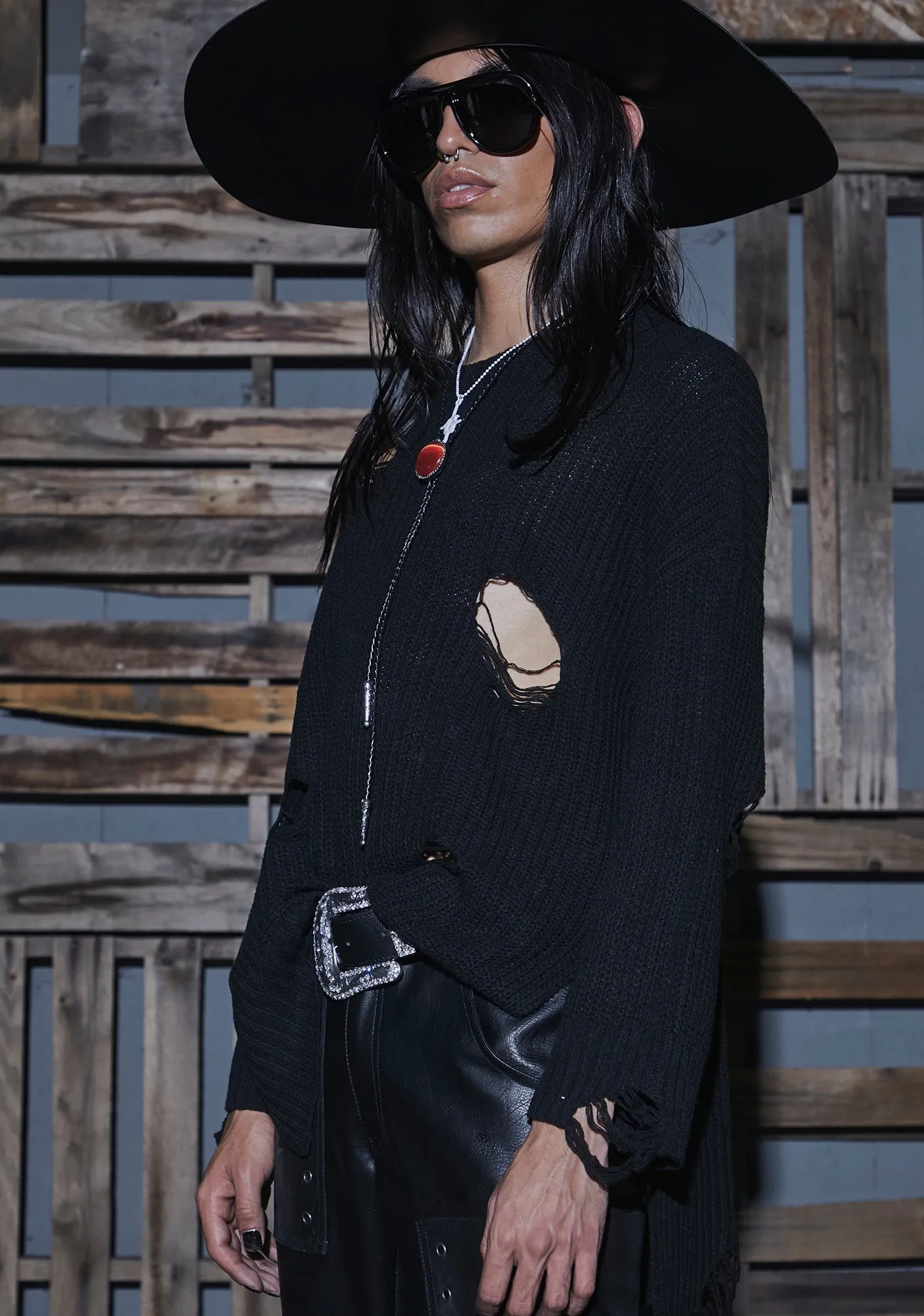 Flanger Unisex Distressed Sweater