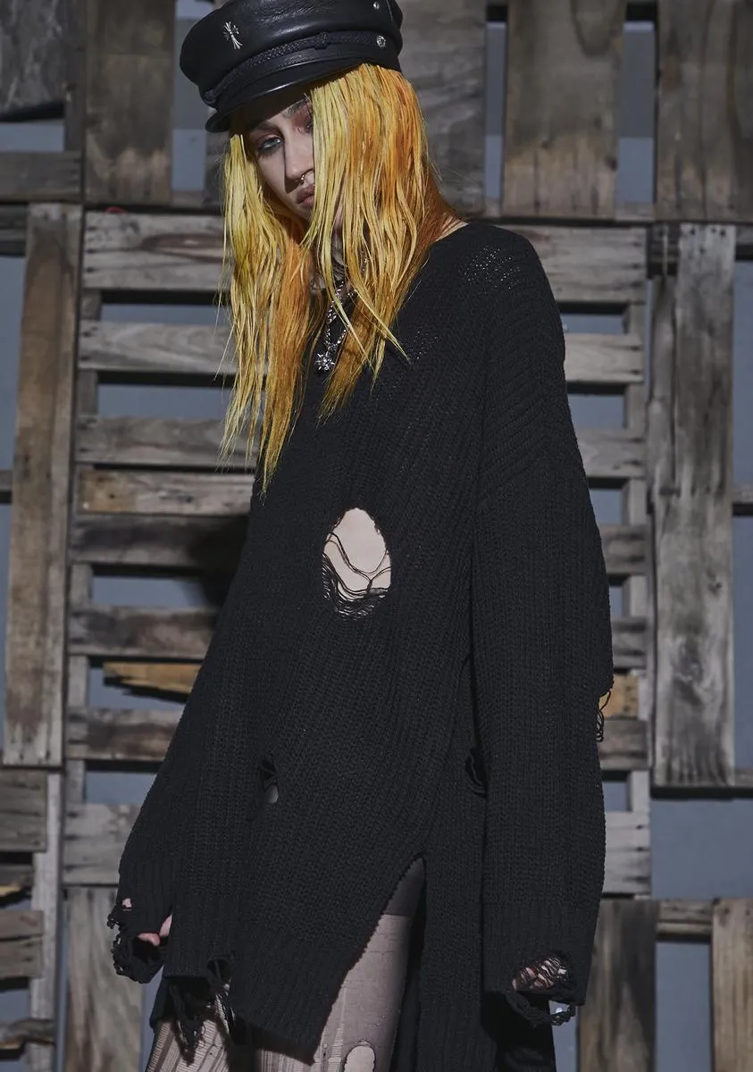 Flanger Unisex Distressed Sweater