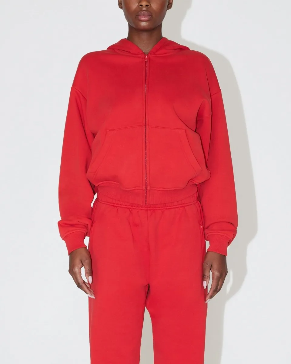 Fleece Zip Hoodie | Red