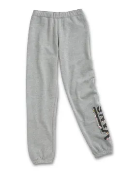 Girls Floral V Sweatpants - Heather Grey