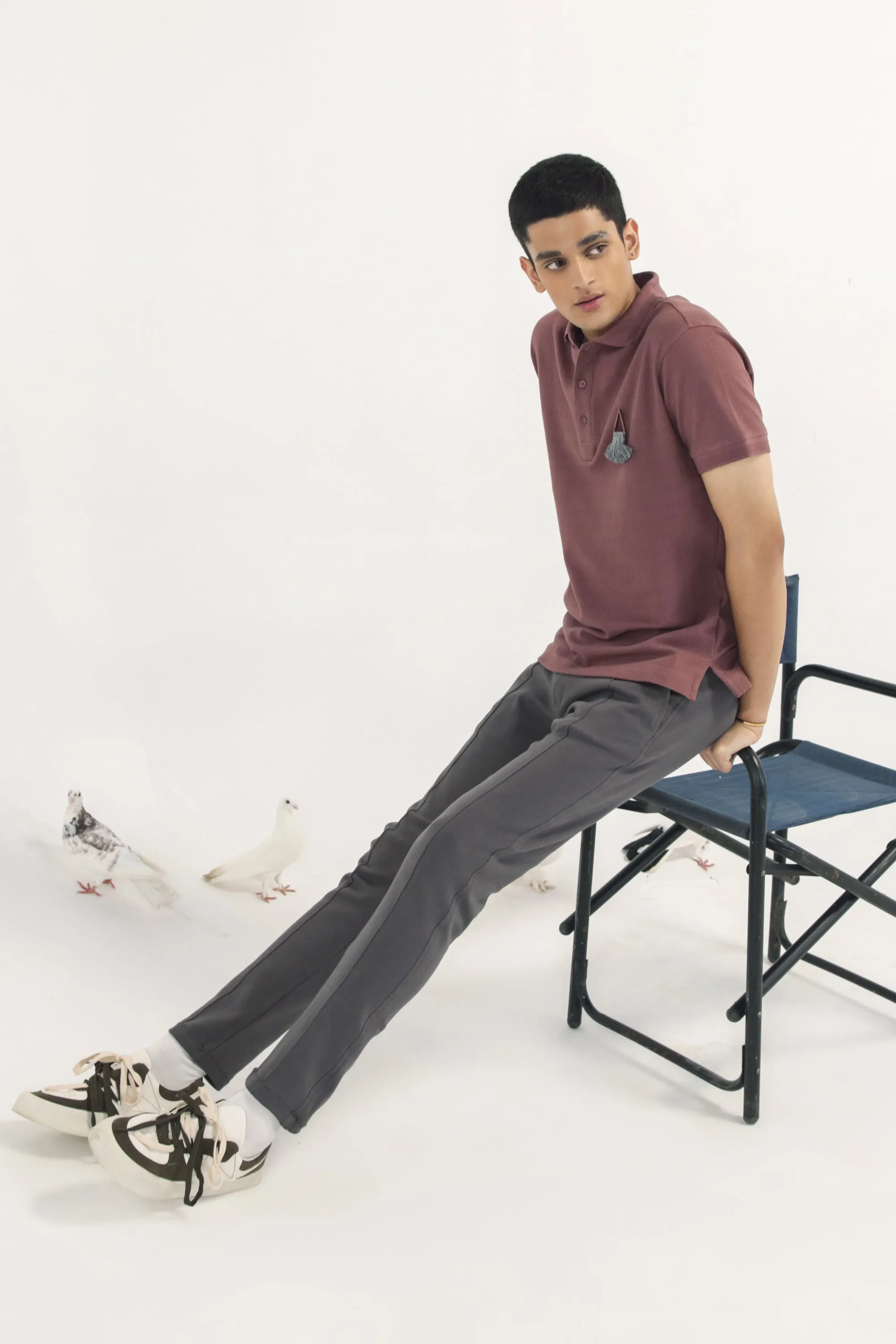 Grey Rib Jersey Trousers