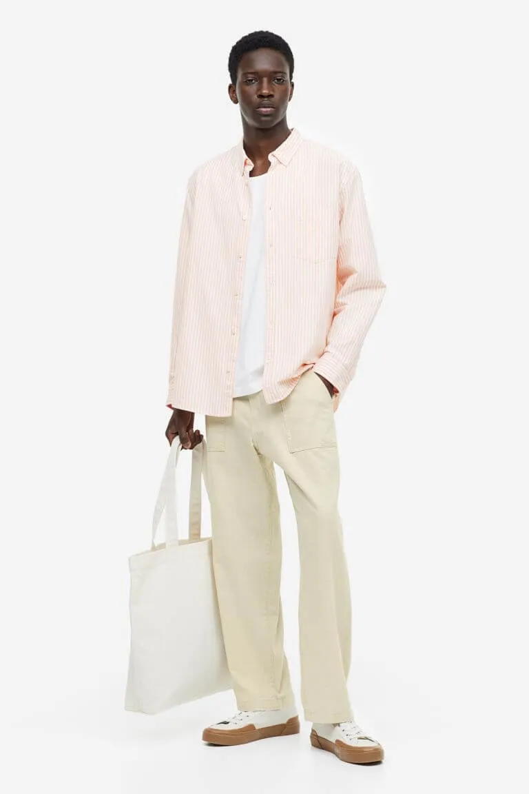 H&M Linen-blend loose fit trousers, beige