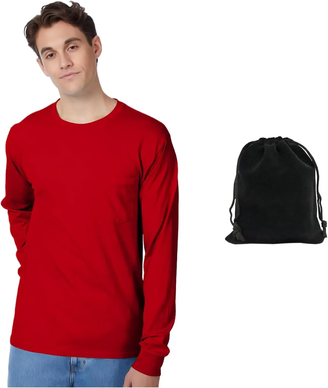 Hanes Men's Long Sleeve T-Shirt, 100% Cotton, Tagless Comfort, Classic Fit, Breathable, Soft Crewneck