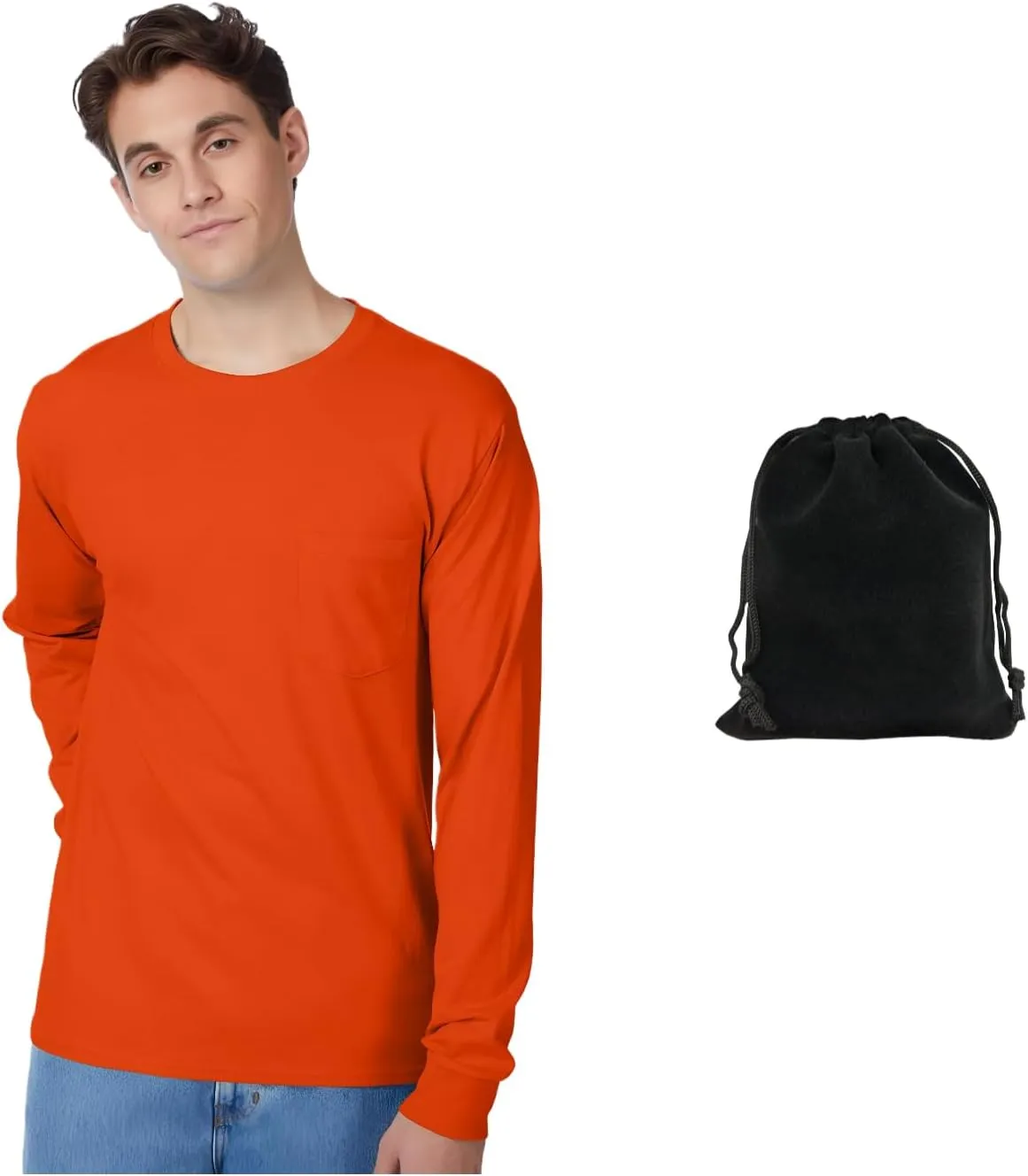 Hanes Men's Long Sleeve T-Shirt, 100% Cotton, Tagless Comfort, Classic Fit, Breathable, Soft Crewneck